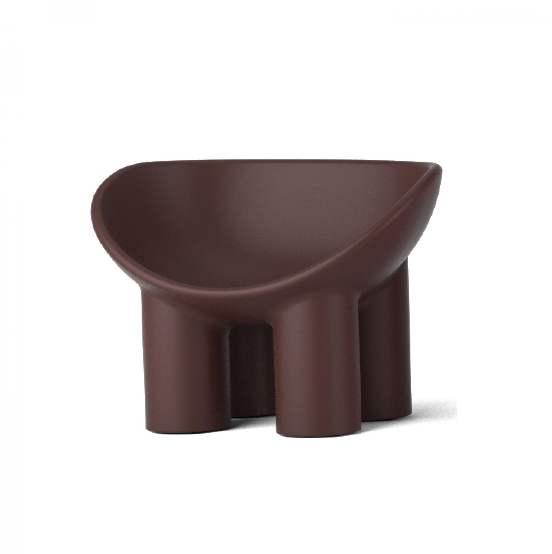 Brauner Roly Poly Sessel von Driade, moderner Design Sessel mit abgerundeter Sitzfläche.