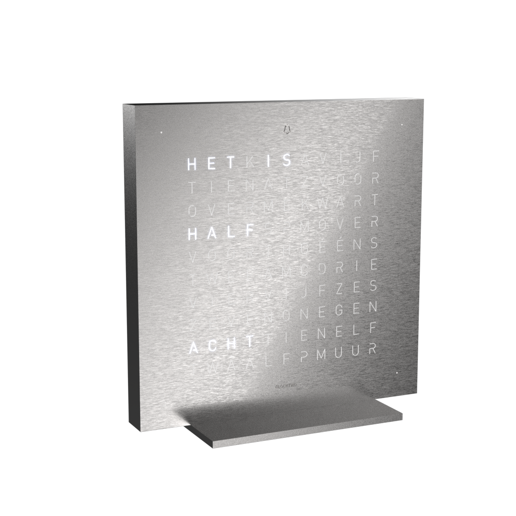 Earth 13.5 Steel Series Tischuhr / Zeitobjekt Niederländisch QLOCKTWO