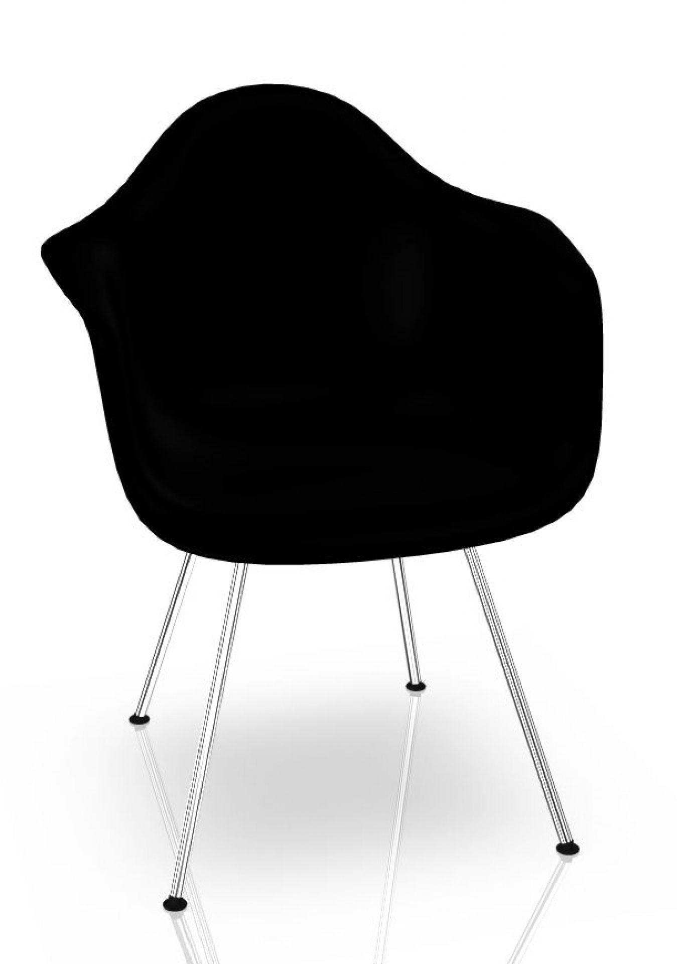 Eames Plastic Arm Chair DAX Stuhl Vitra Chrom - Tiefschwarz