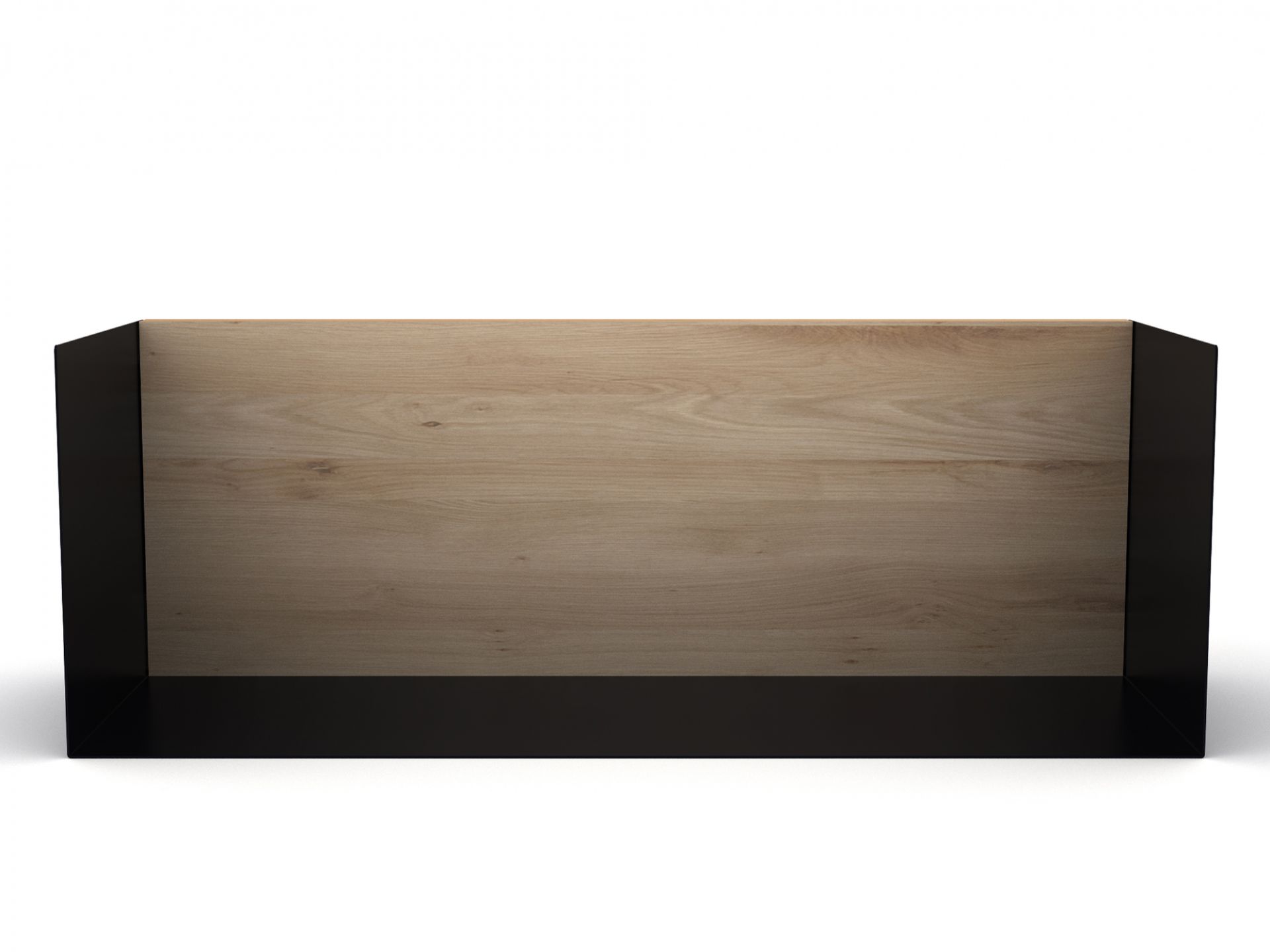 Ethnicraft U Shelf Regal M aus Eiche und schwarzem Metall, modernes Wandregal für Wohnzimmer.