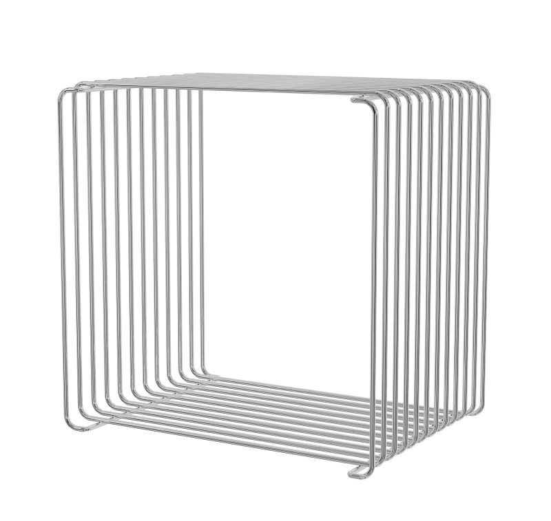 Panton Wire Cube Single Drahtregal von Montana, silbernes modulares Regalsystem aus verchromtem Stahl.