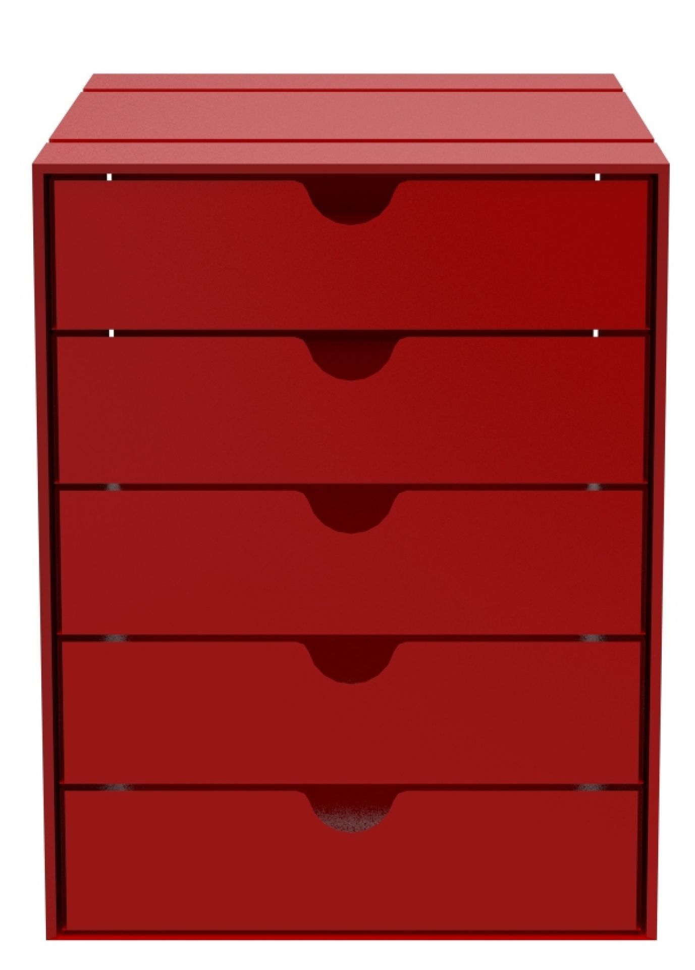 USM Haller Inos Kastenset C4 mit 5 Schalen geschlossen Home Office Rubinrot
