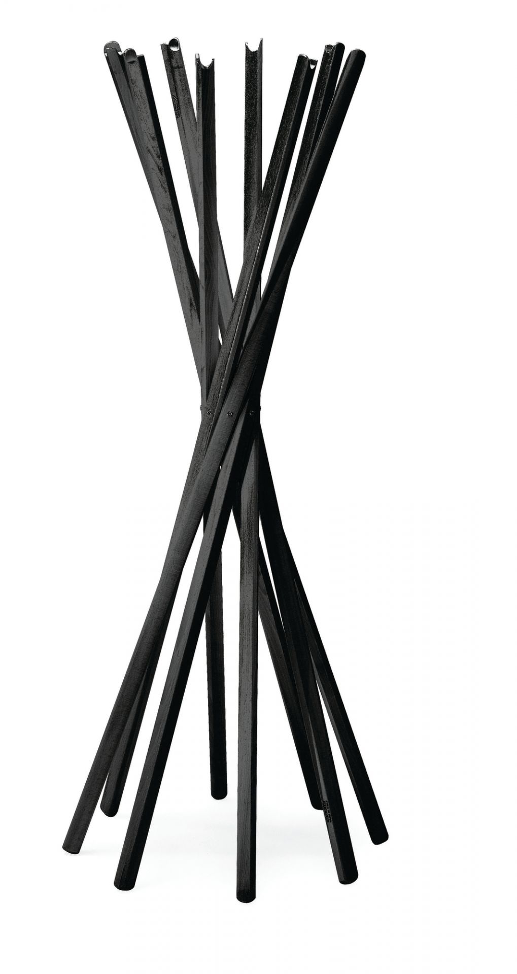 Sciangai Kleiderständer Schwarz lackiert Zanotta Sciangai Kleiderständer von Zanotta, schwarz lackiert. Moderner Garderobenständer aus Holz für Flur und Büro.