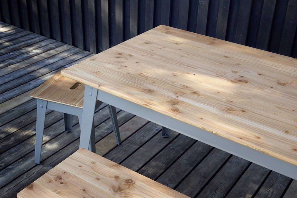 6Grad Outdoorhocker Jan Cray Lichtblau Bauholz roh