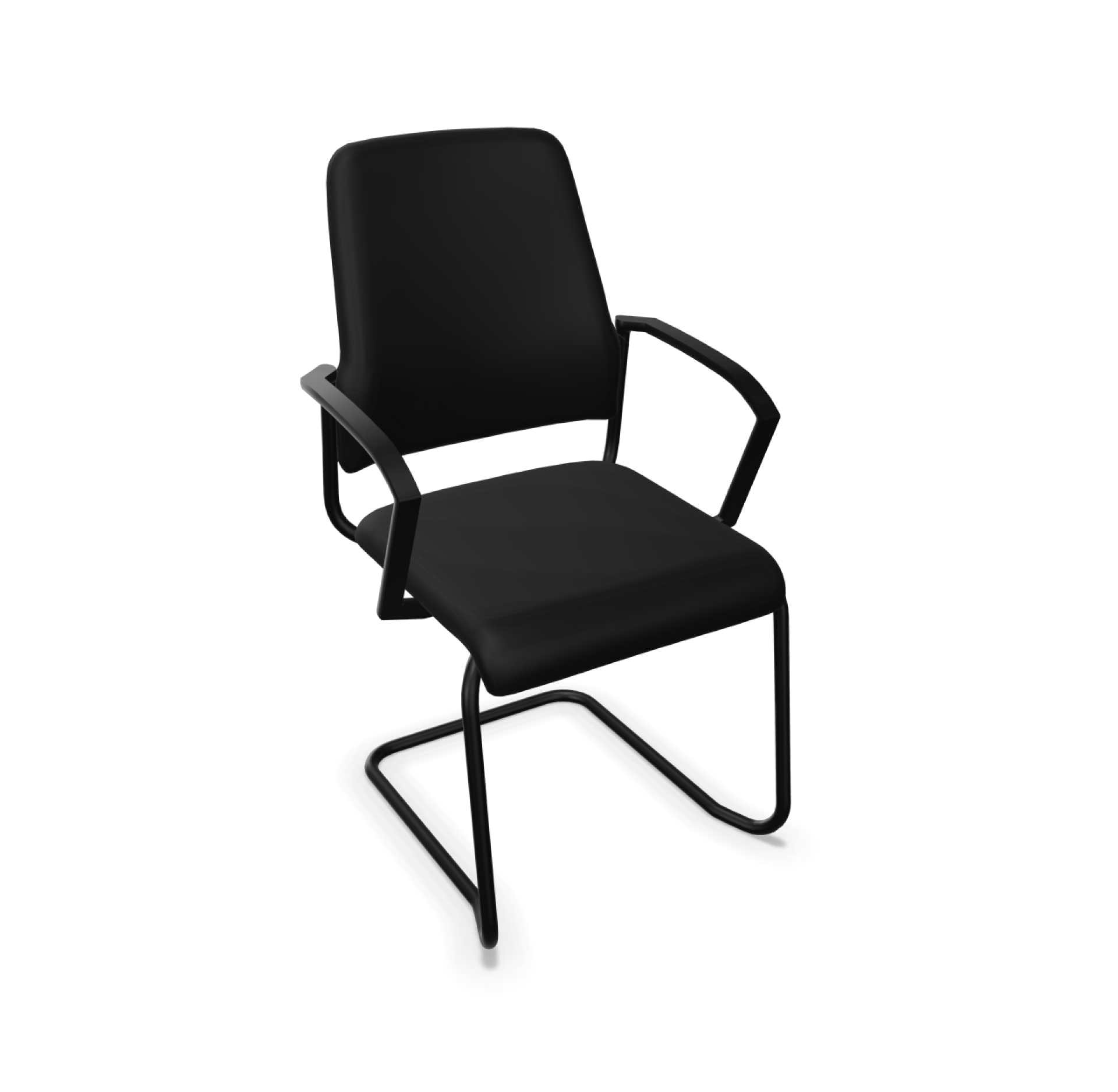 Schwarzer Goal Freischwinger von Interstuhl mit Armlehnen, ideal als Bürostuhl oder Besucherstuhl.