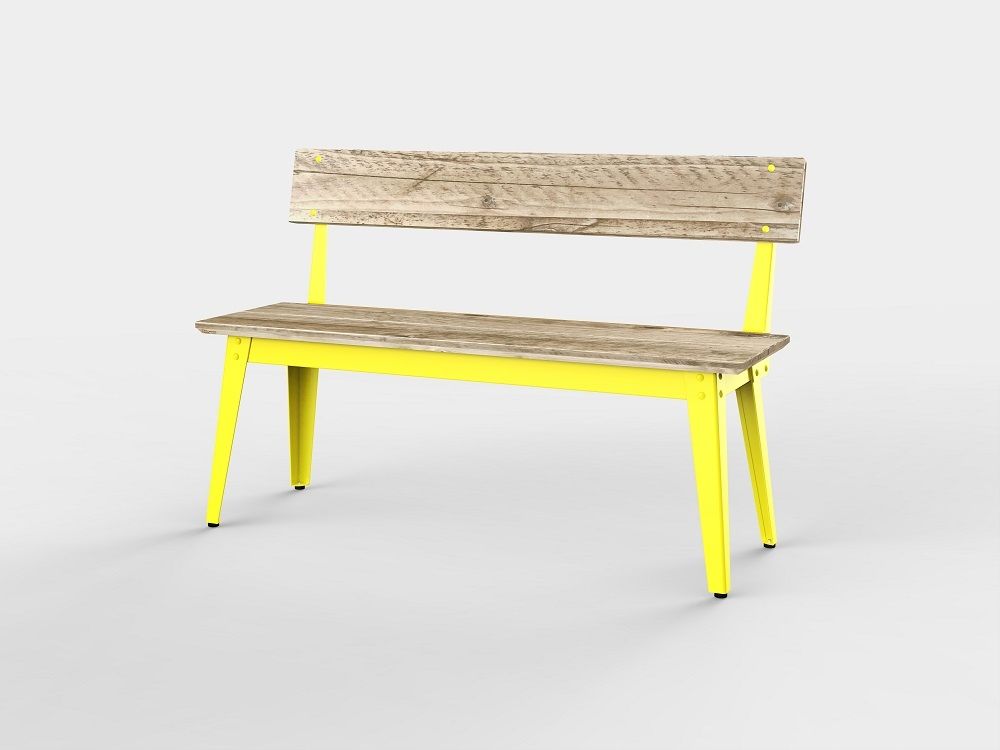 6Grad Outdoorbank mit Rückenlehne 125 cm Jan Cray Gelb Bauholz roh