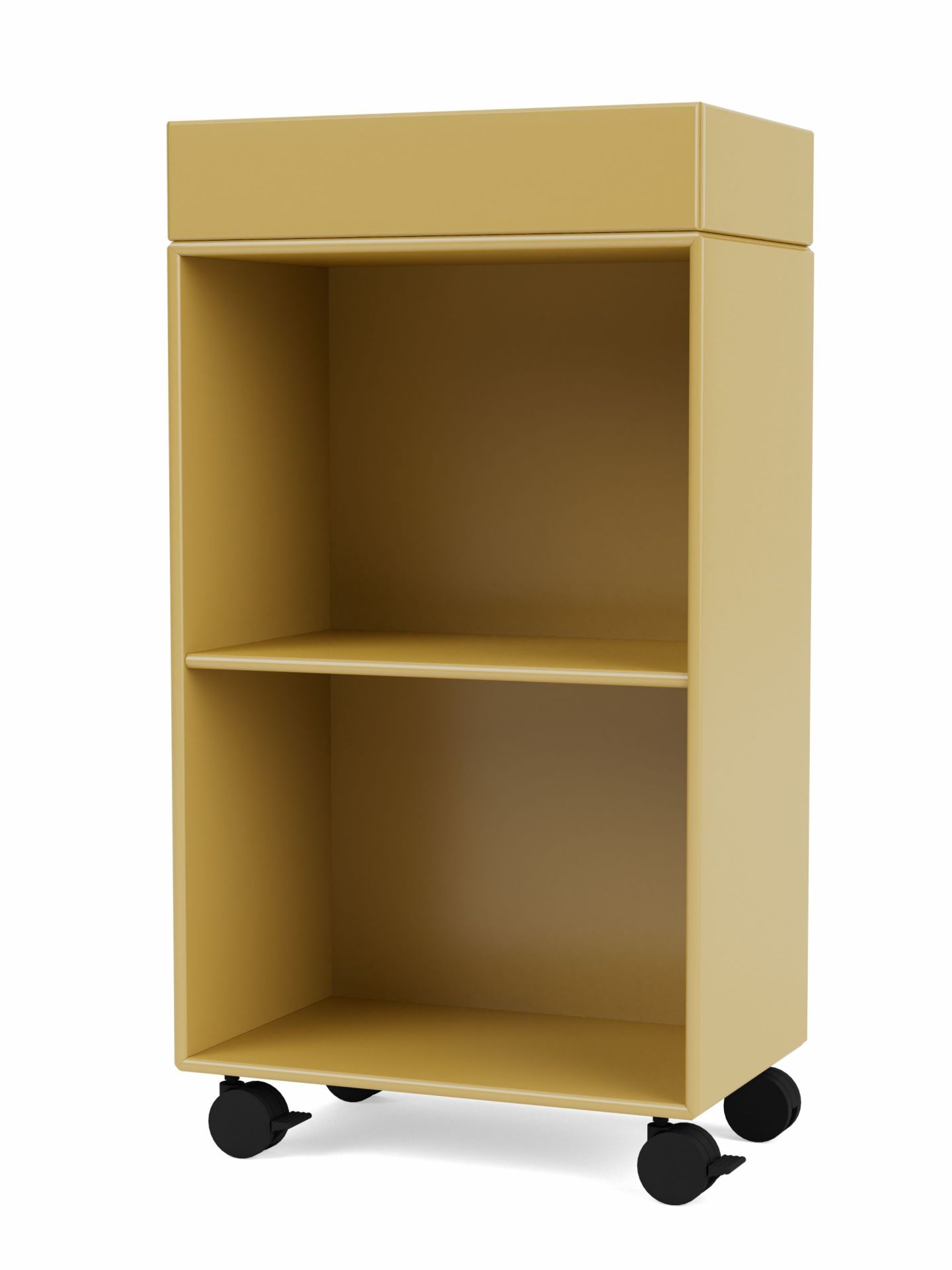 PREPPY Wagen in Cumin: Moderner Rollwagen mit zwei Fächern für Büro oder Wohnzimmer.