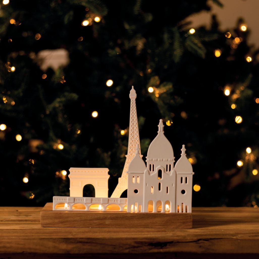 Lichtobjekt Stadtsilhouette Paris Räder