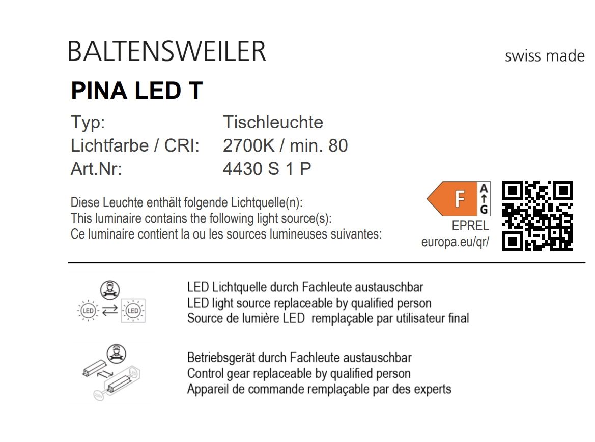 PINA LED T Tischleuchte Baltensweiler