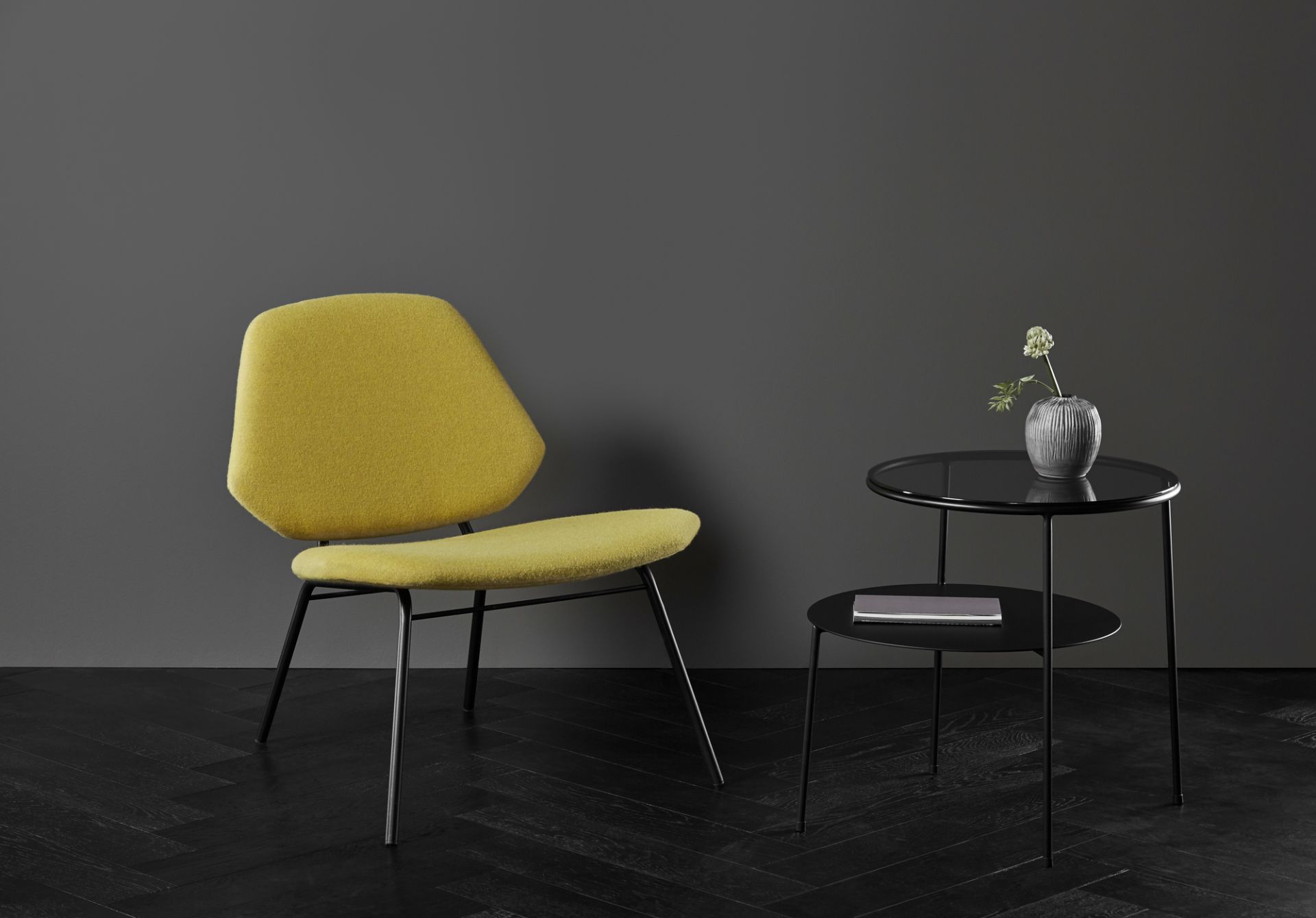 Duo Beistelltisch Schwarz mit Dunklem Rauchglas Woud