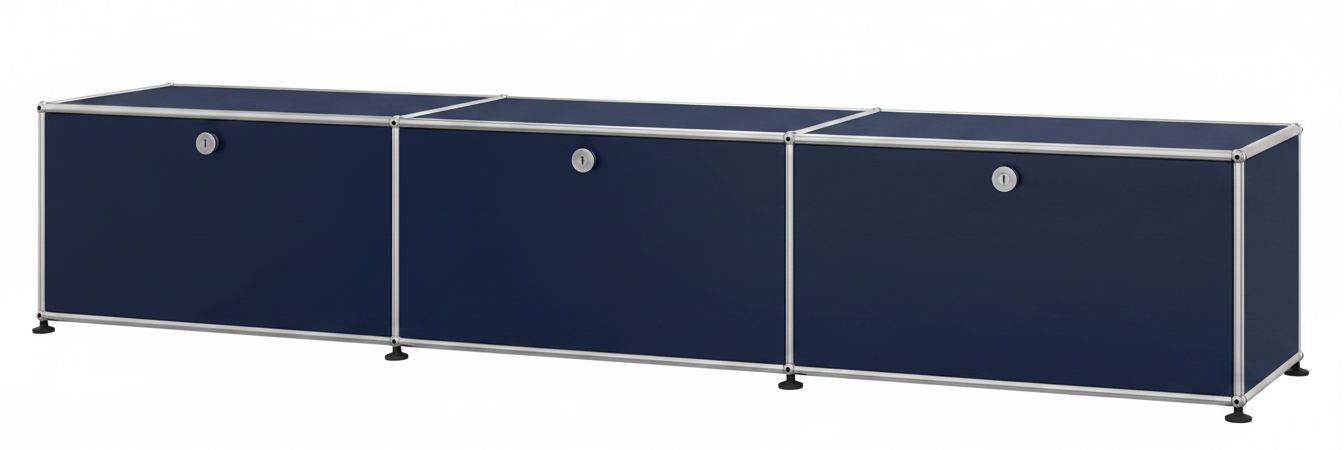 USM Haller Lowboard 3 Klappen Stahlblau