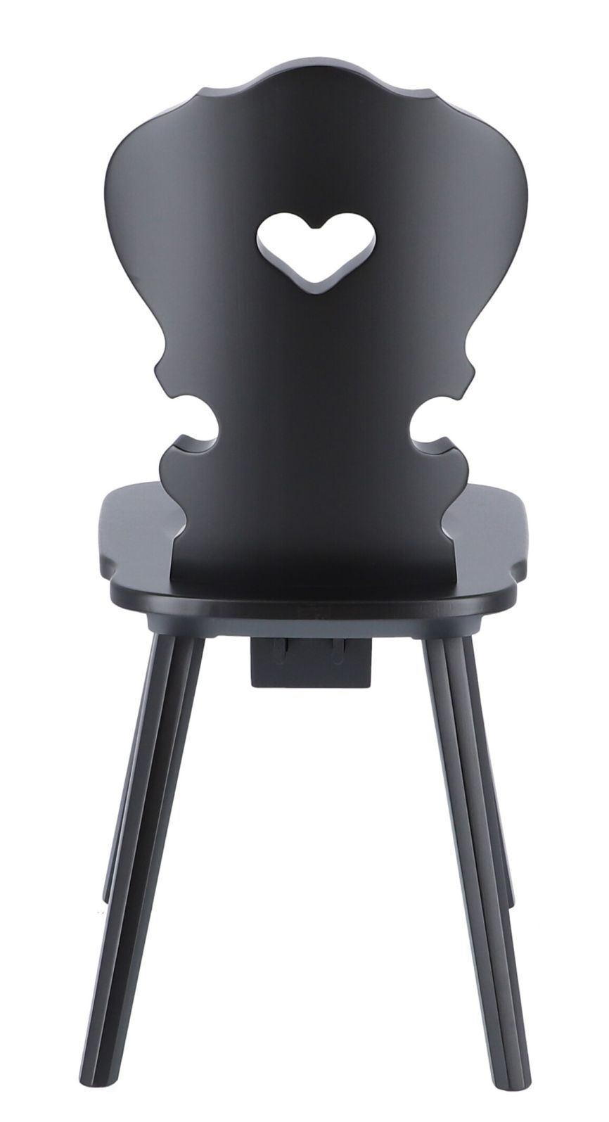 Vienna Stuhl Buche schwarz von Jan Kurtz, Ansicht von vorne mit Herz im Rückenteil.