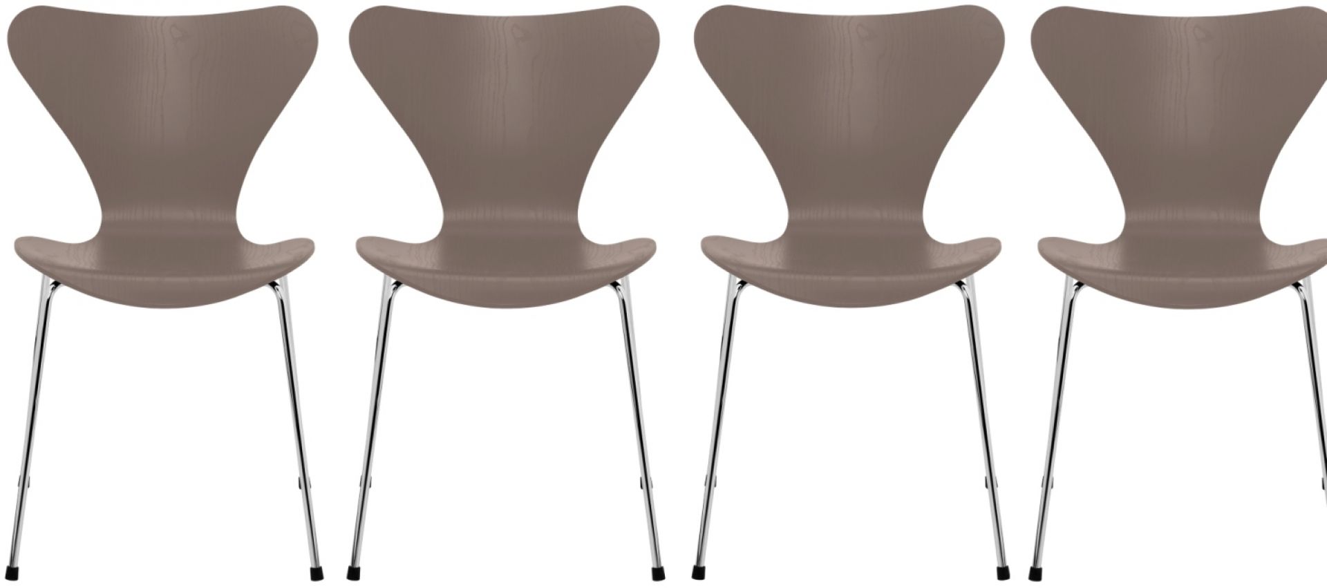 Siebener / Serie Stuhl 3107 Esche 4-er Set Fritz Hansen Deep clay Vier "Siebener Stühle" von Fritz Hansen, Esche Deep Clay, mit Chromgestell.