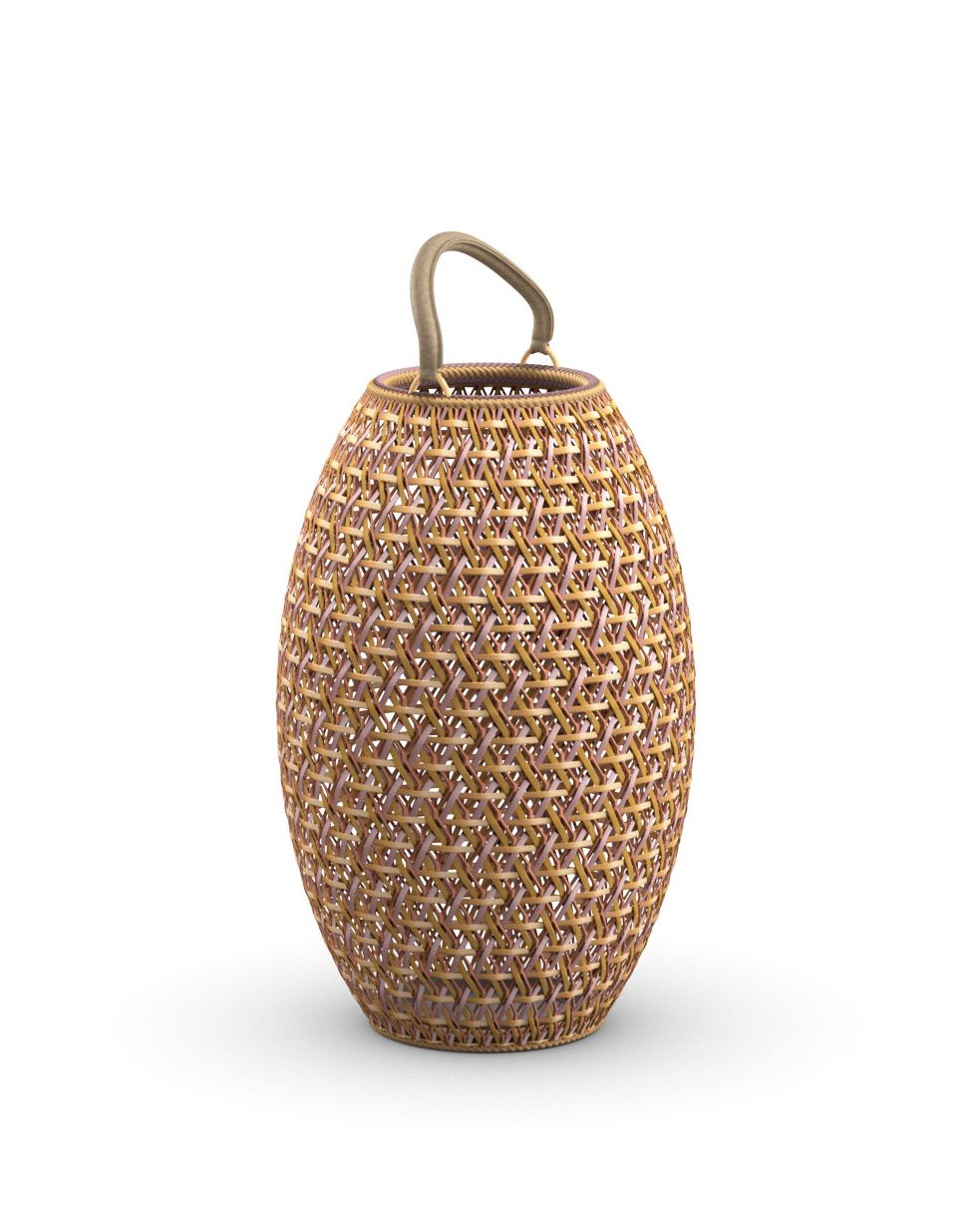 Dala Laterne L: Geflochtene Outdoor-Laterne mit Griff, ideal für Garten und Terrasse.