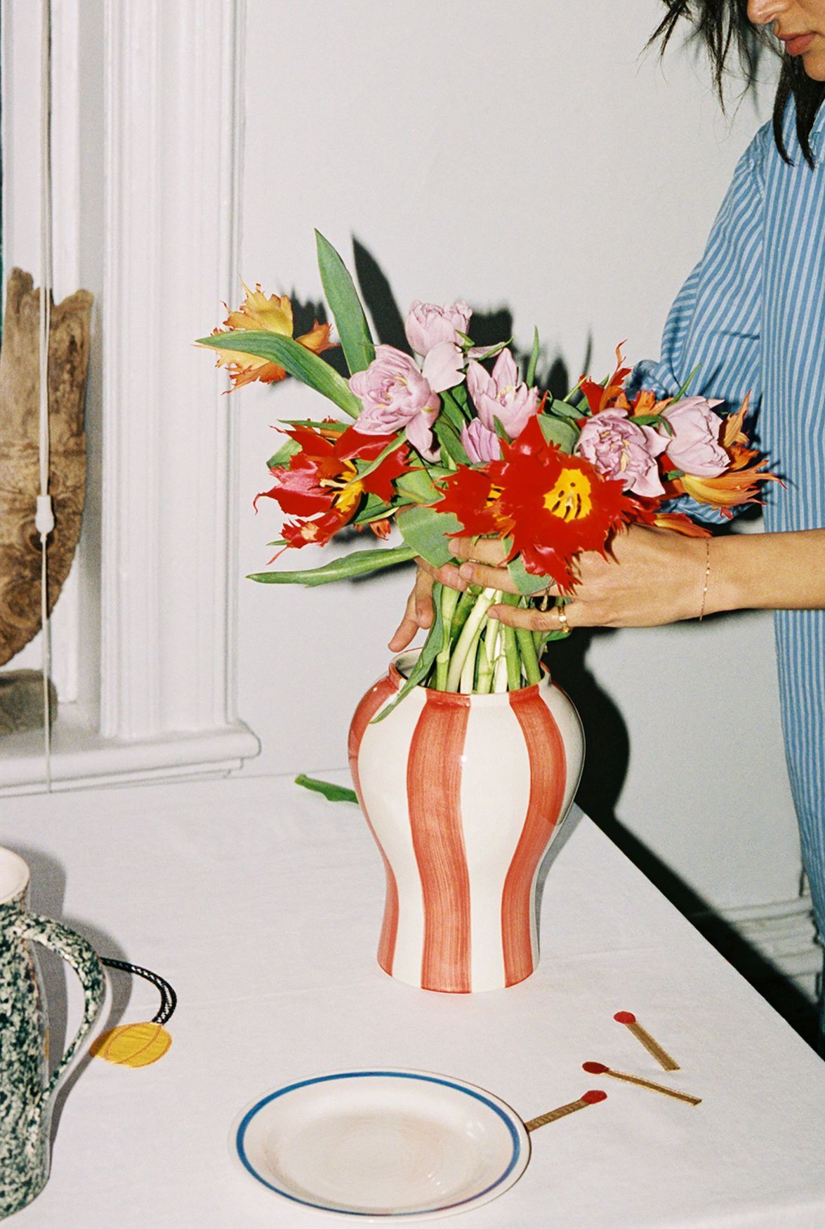 Sobremesa Strip Vase Rot Hay EINZELSTÜCK