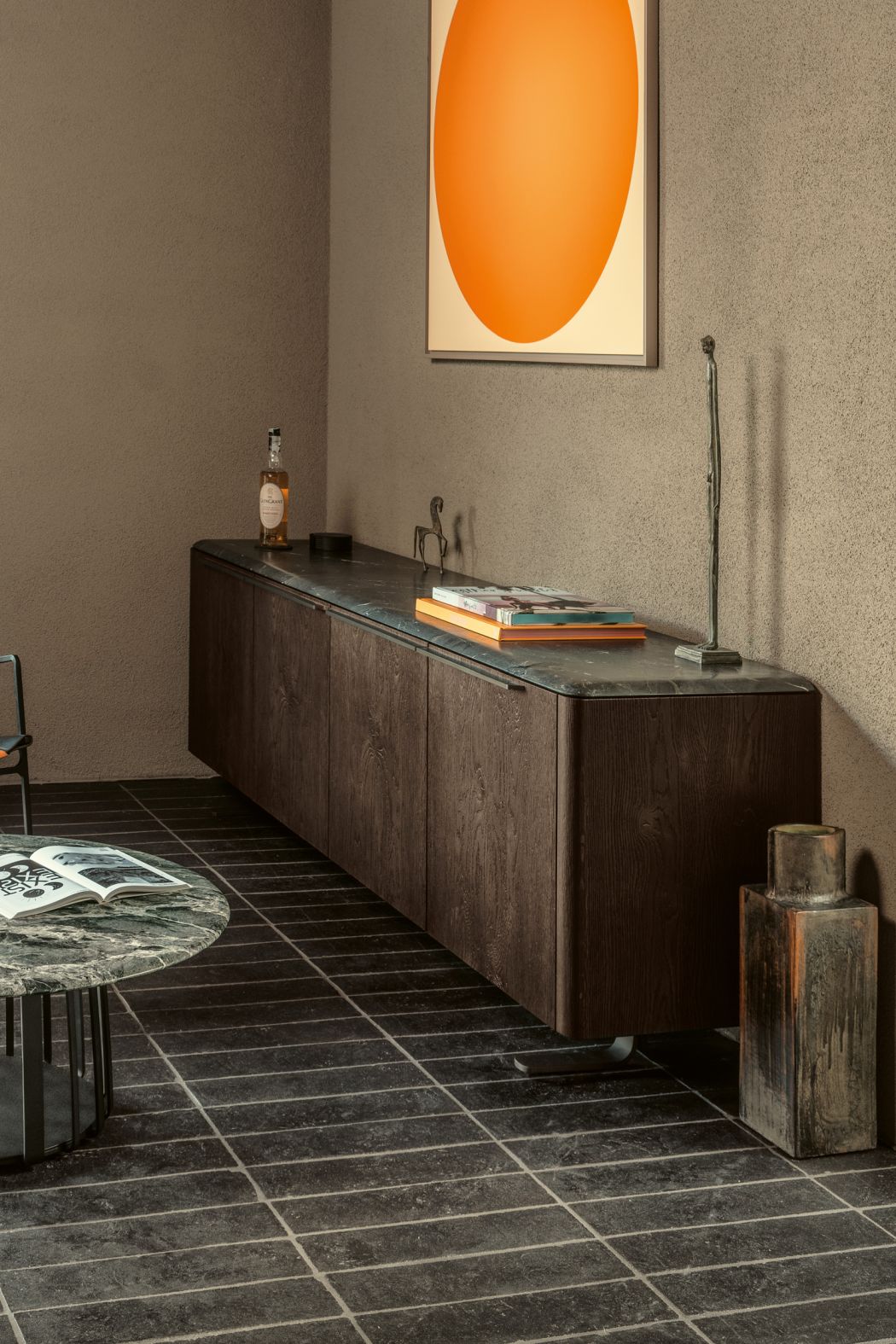 BC 11 Basket Sideboard 4-türig anthrazit - Infinity, Gestell Kupferlasur Janua