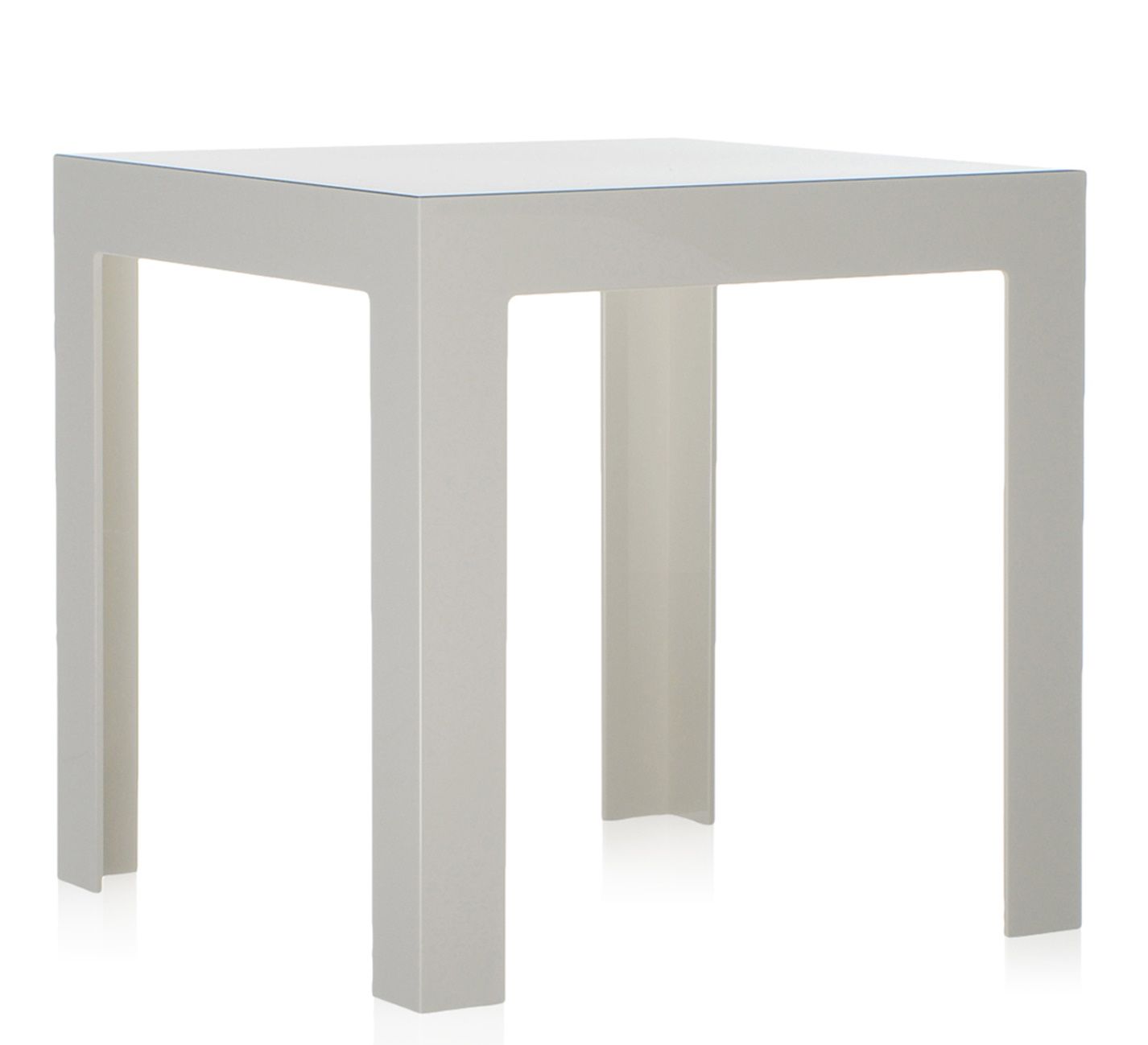 Weißer Jolly Beistelltisch von Kartell: Moderner, quadratischer Tisch aus Kunststoff für Wohnzimmer und Büro.