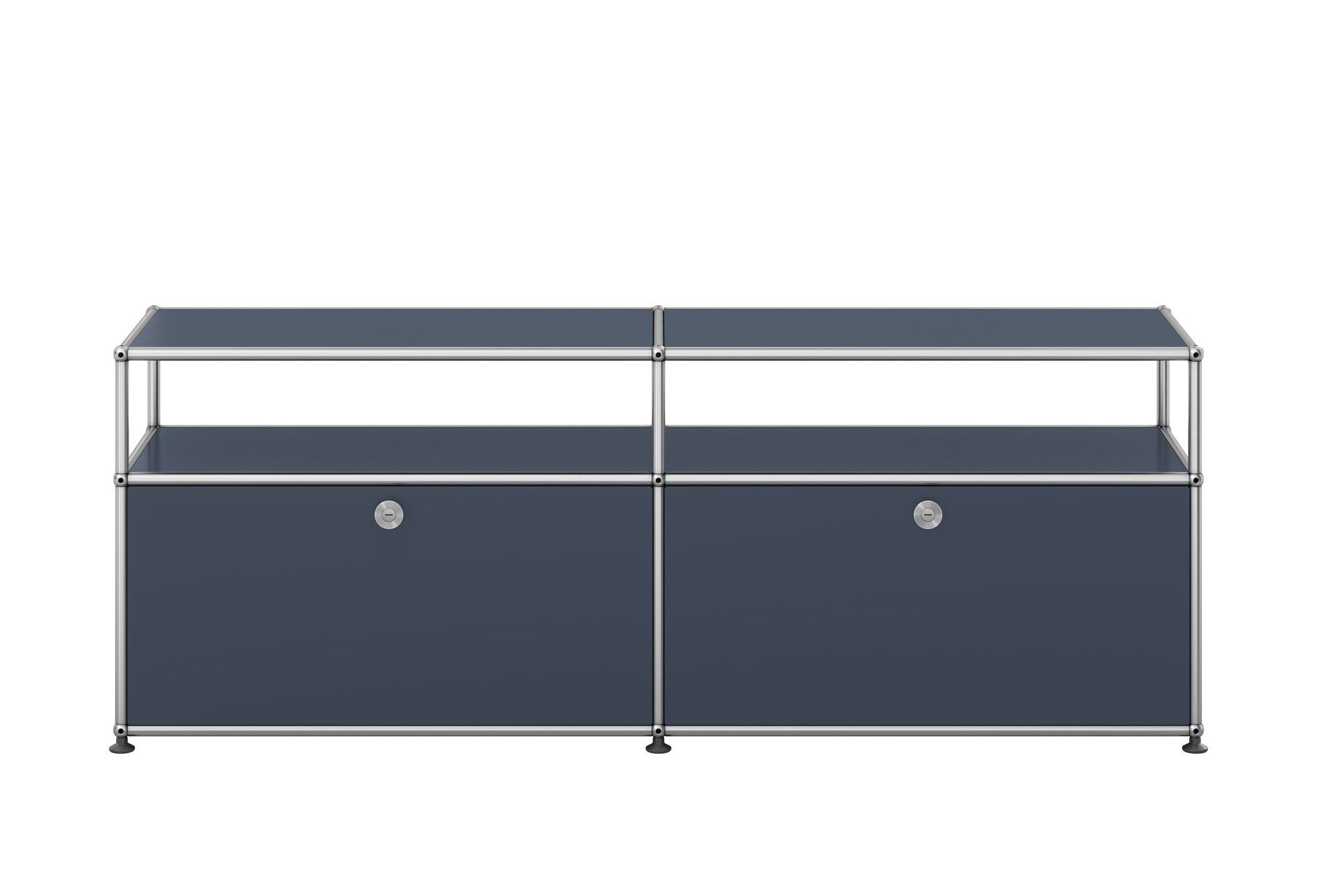USM Haller Sideboard in Anthrazitgrau: Modernes TV- und Hi-Fi-Möbel mit zwei abschließbaren Fächern.