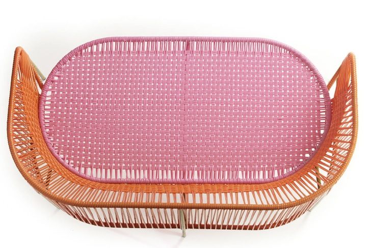 Caribe 2-Sitzer Bank Outdoor ames Orange / Kaugummirosa / Currygelb