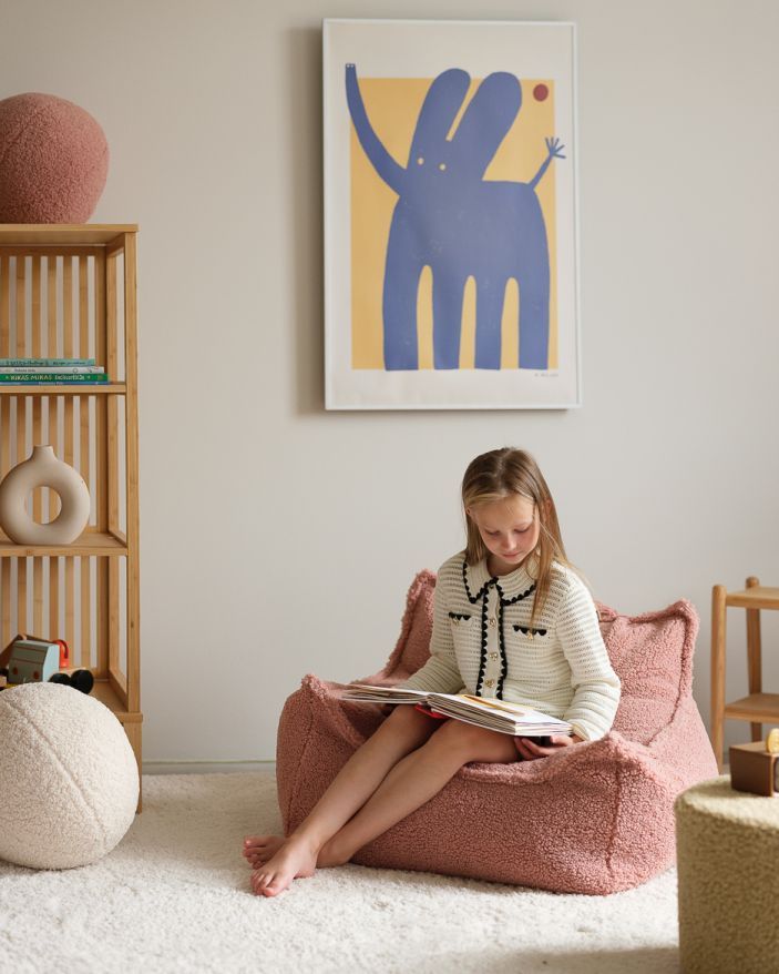 Kindersitzsack Sessel Teddystoff Guave Wigiwama