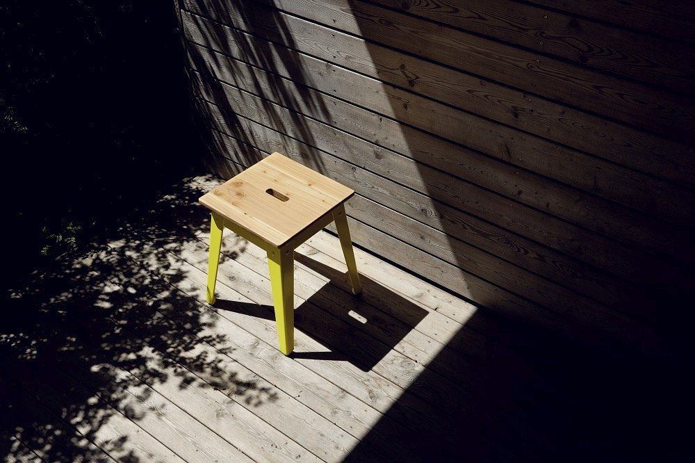 6Grad Outdoorhocker Jan Cray Lichtblau Bauholz roh