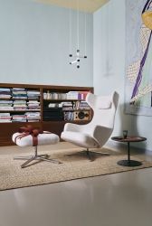 Grand Repos Sessel  + Ottoman Vitra Poliert Nubia Elfenbein / Perle