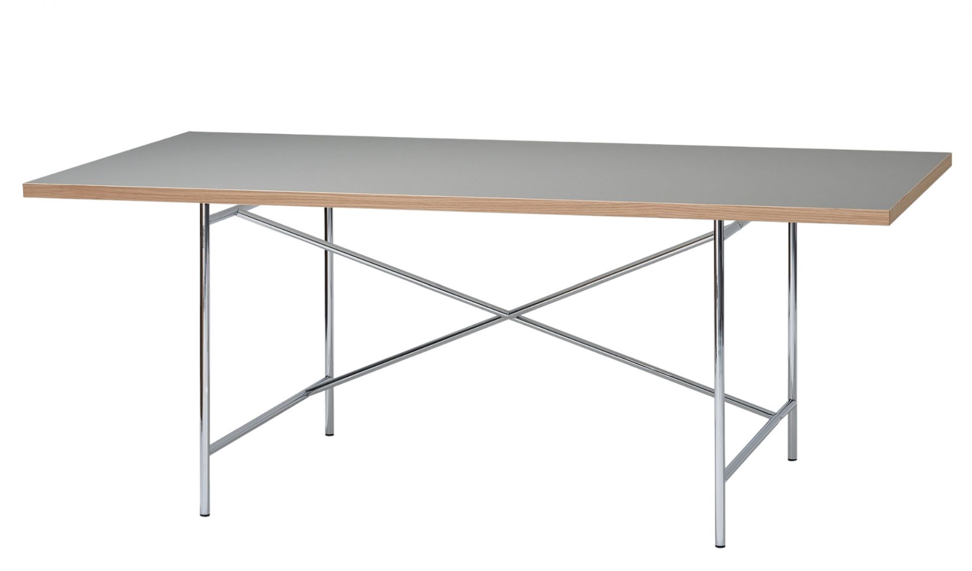 Eiermann Tischplatten Linoleum Richard Lampert Eiermann Tisch mit Linoleum Tischplatte in Asche und verchromtem Stahlgestell.