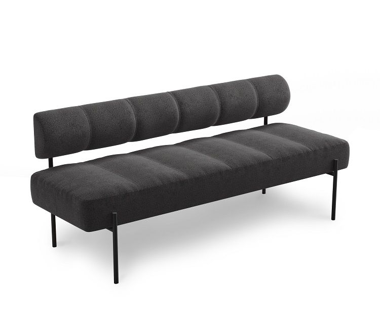 Schwarzes Daybe Esszimmersofa Brusvik mit gepolsterter Sitzfläche und Rückenlehne, modernes Design für Esszimmer.