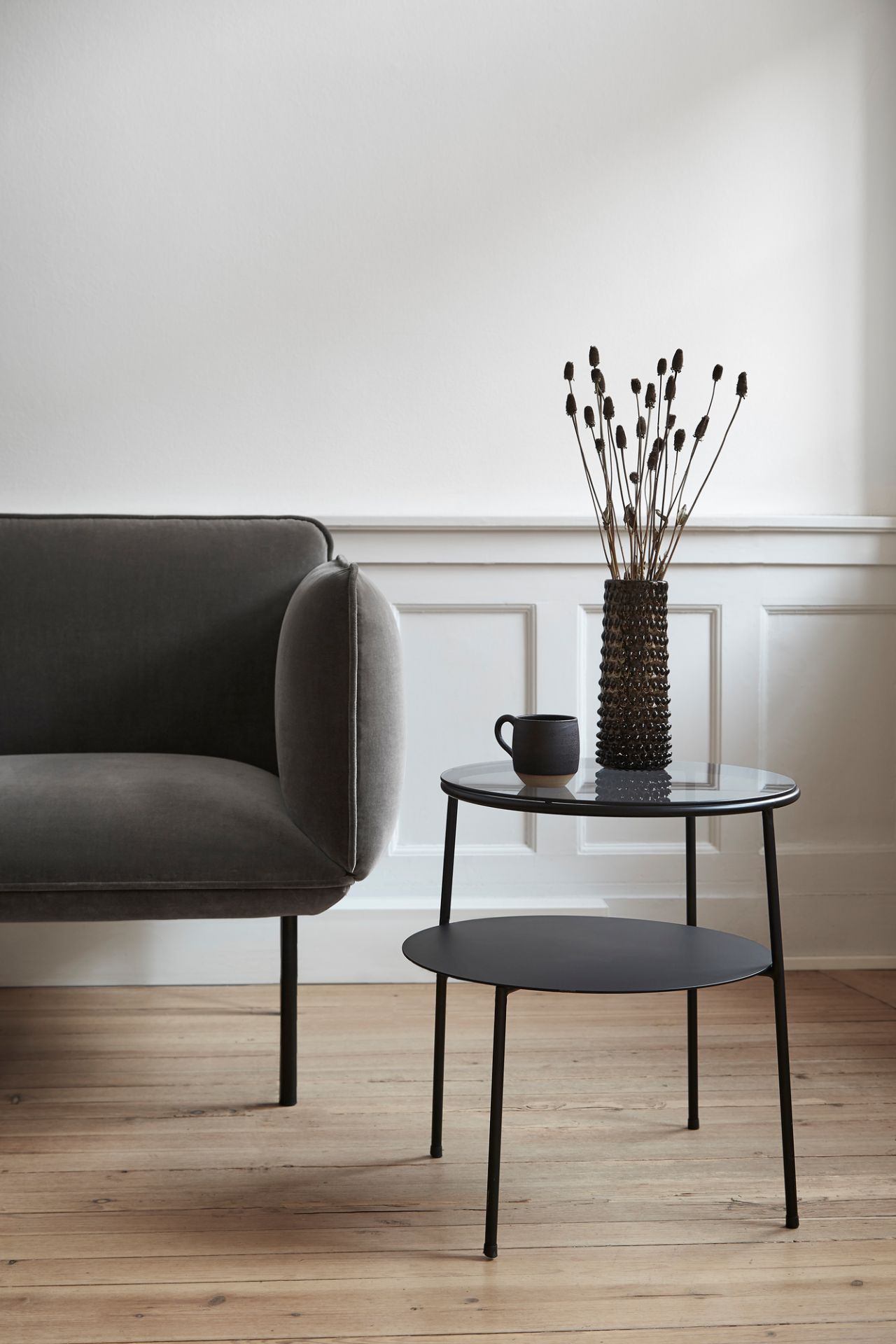 Duo Beistelltisch Schwarz mit Dunklem Rauchglas Woud