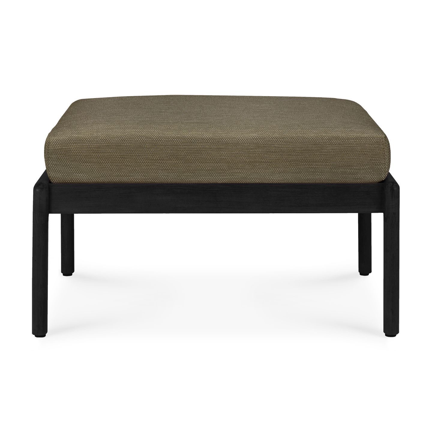 Jack Outdoor Polsterhocker Teak Schwarz grüner Stoff Ethnicraft