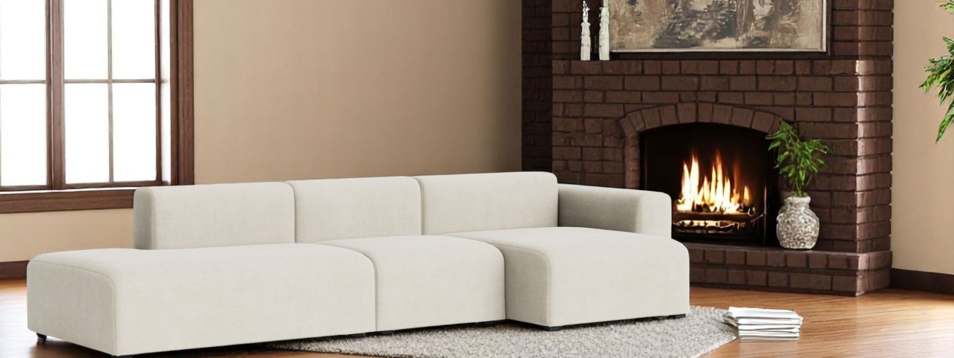 Mags Sofa 3-Sitzer Combination 4 Low Armrest mit Armlehne rechts Hay