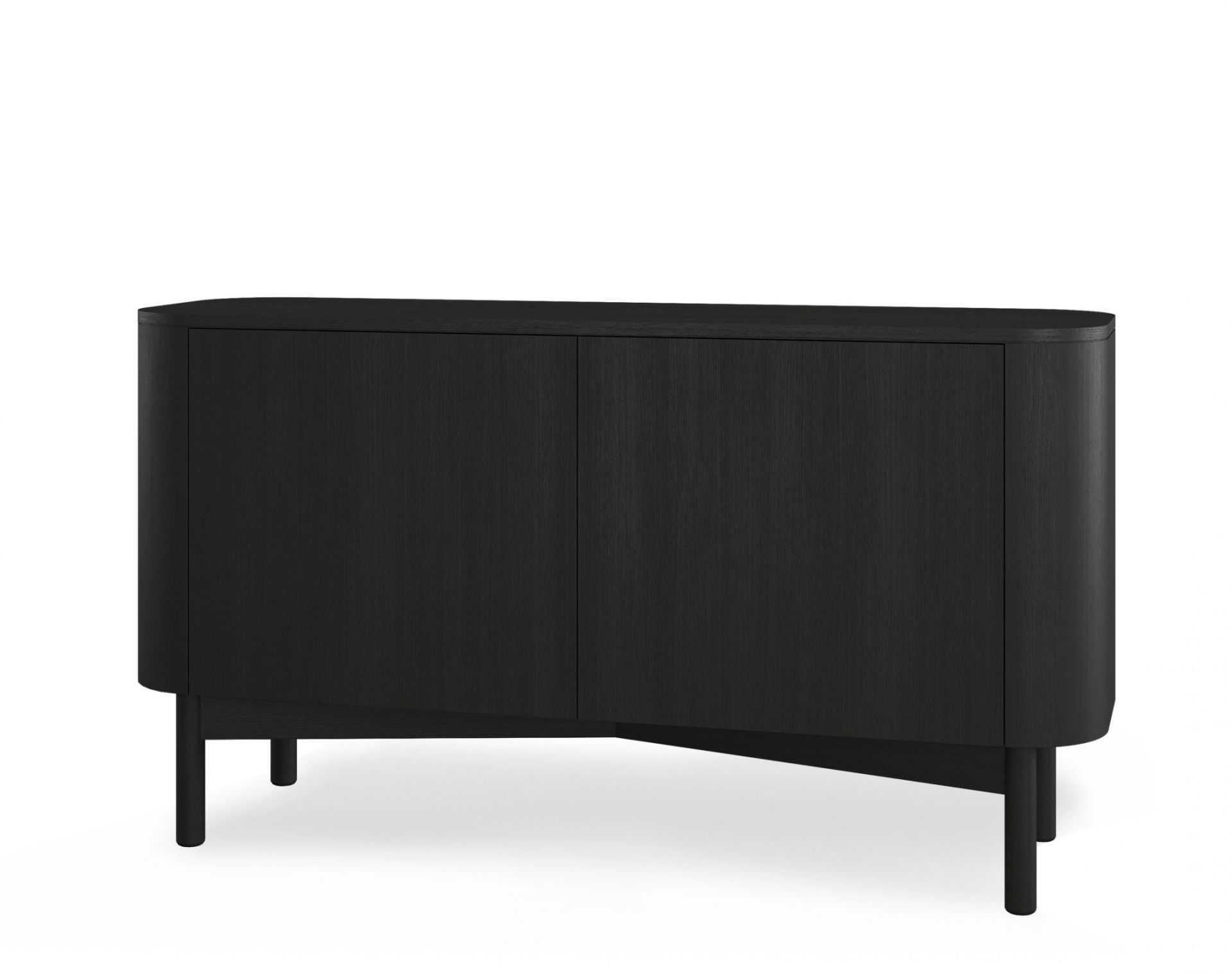 Schwarzes Northern Loud Sideboard mit zwei Türen und minimalistischem Design für modernes Wohnzimmer.