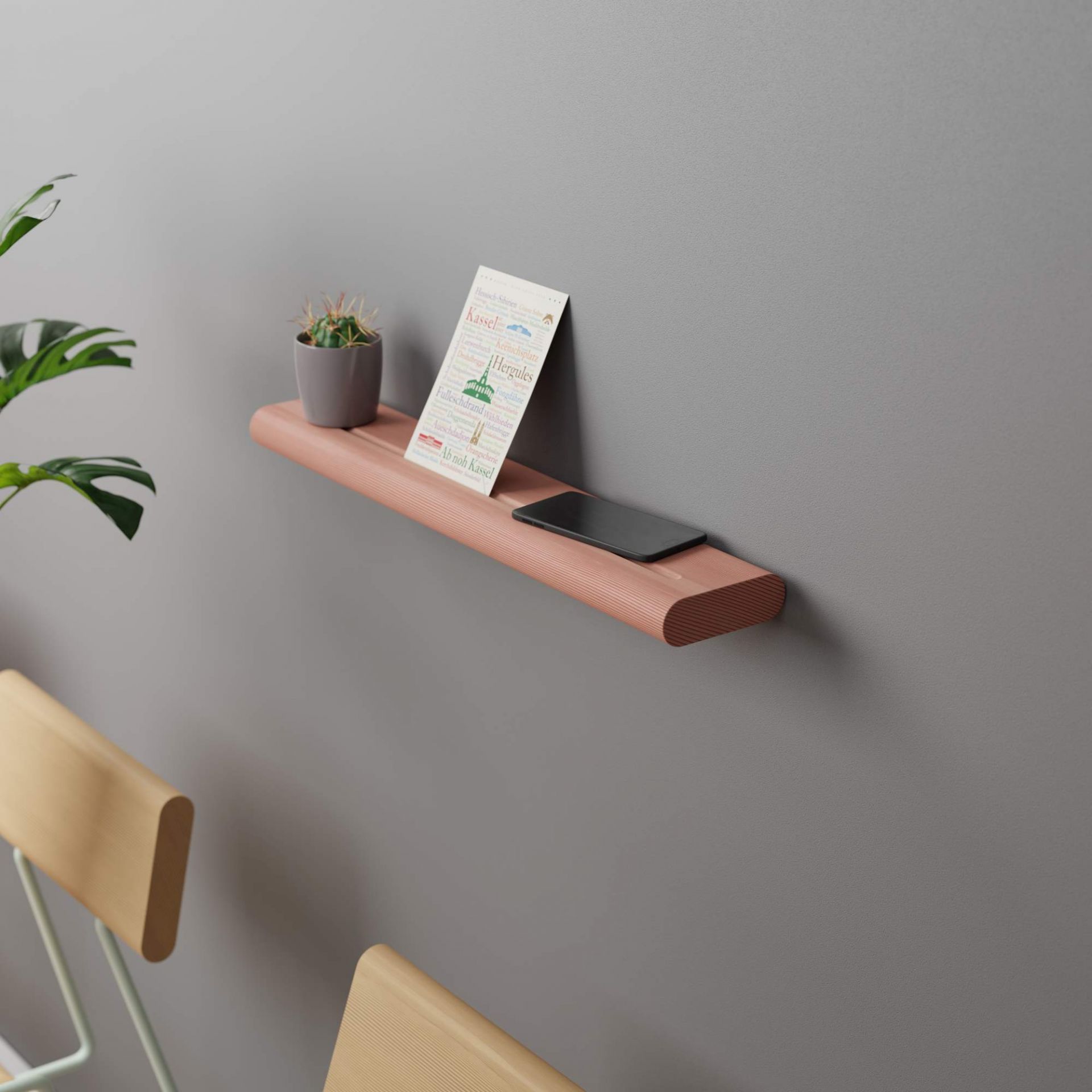 D:001 Wandregal Melone von Fuchs & Habicht mit Kaktus, Handy und Karte.