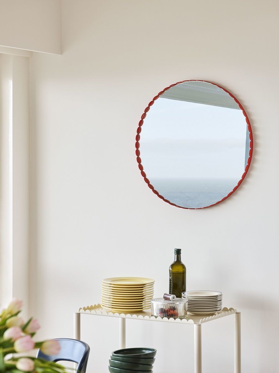 Arcs Mirror Round Red Spiegel Rund Hay