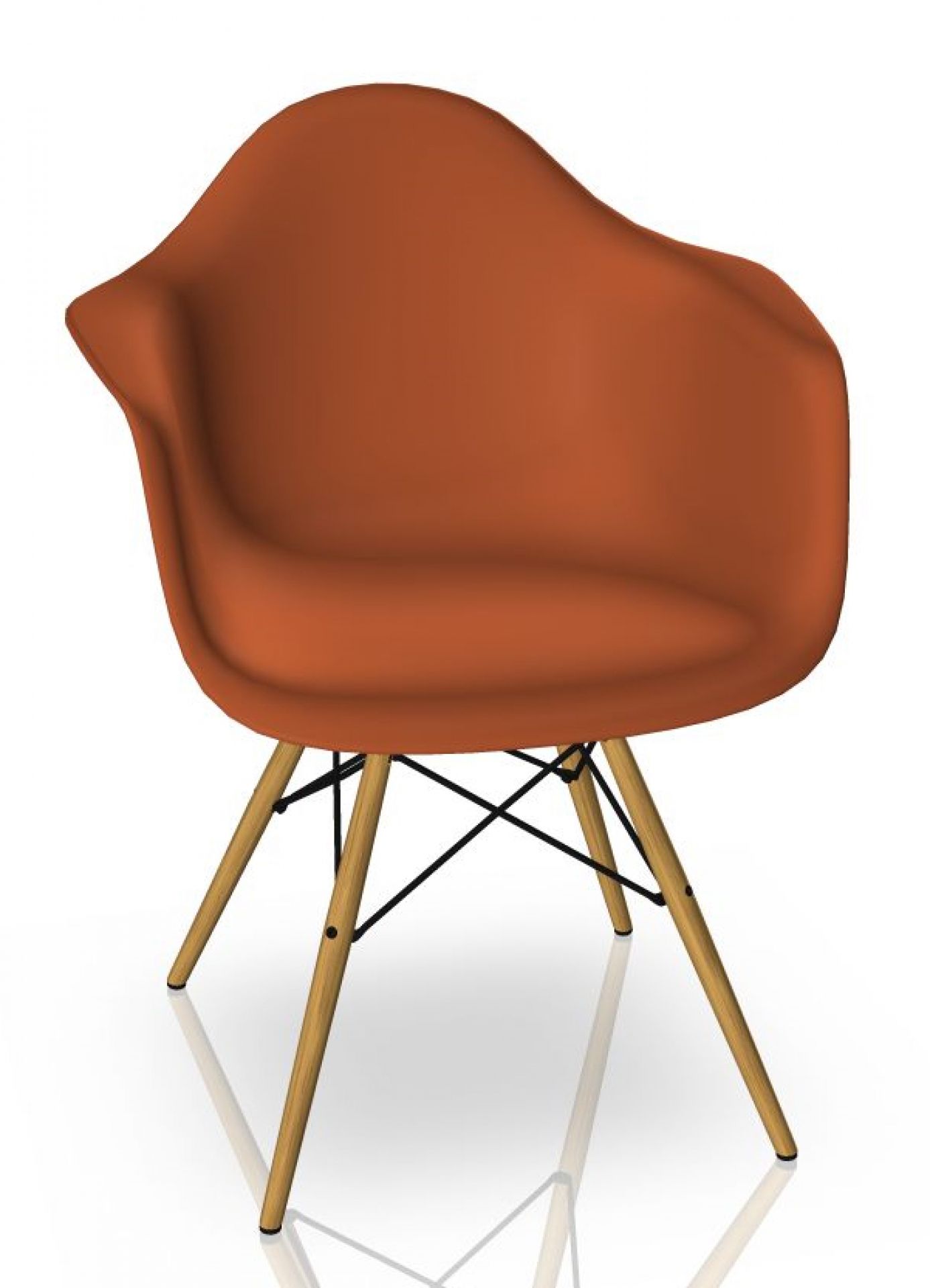 Eames Plastic Arm Chair DAW Stuhl Vitra Ahorn gelblich - Rostorange