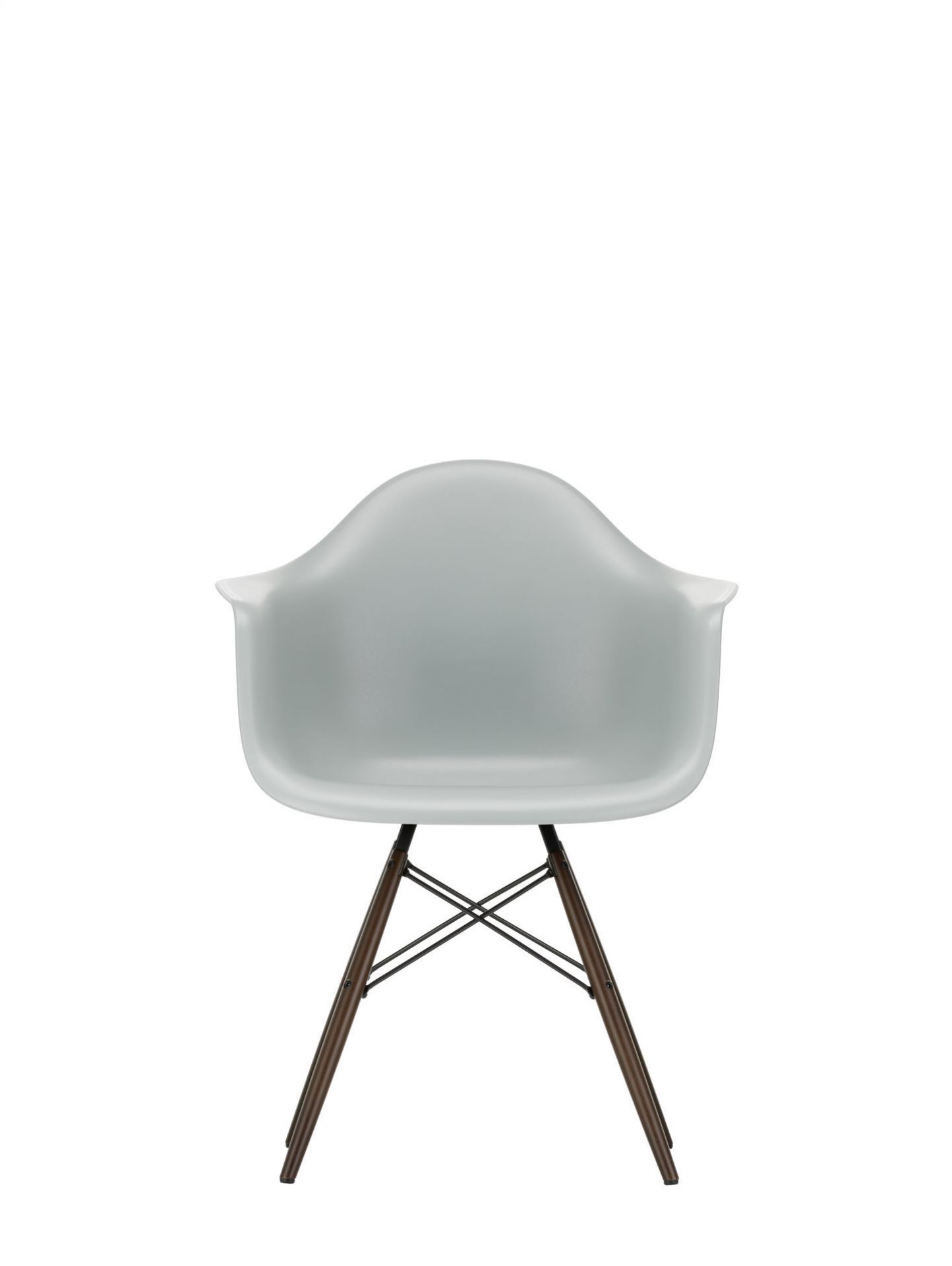 Eames Plastic Arm Chair DAW in Meerblau mit Ahorn-Gestell, moderner Design Stuhl.