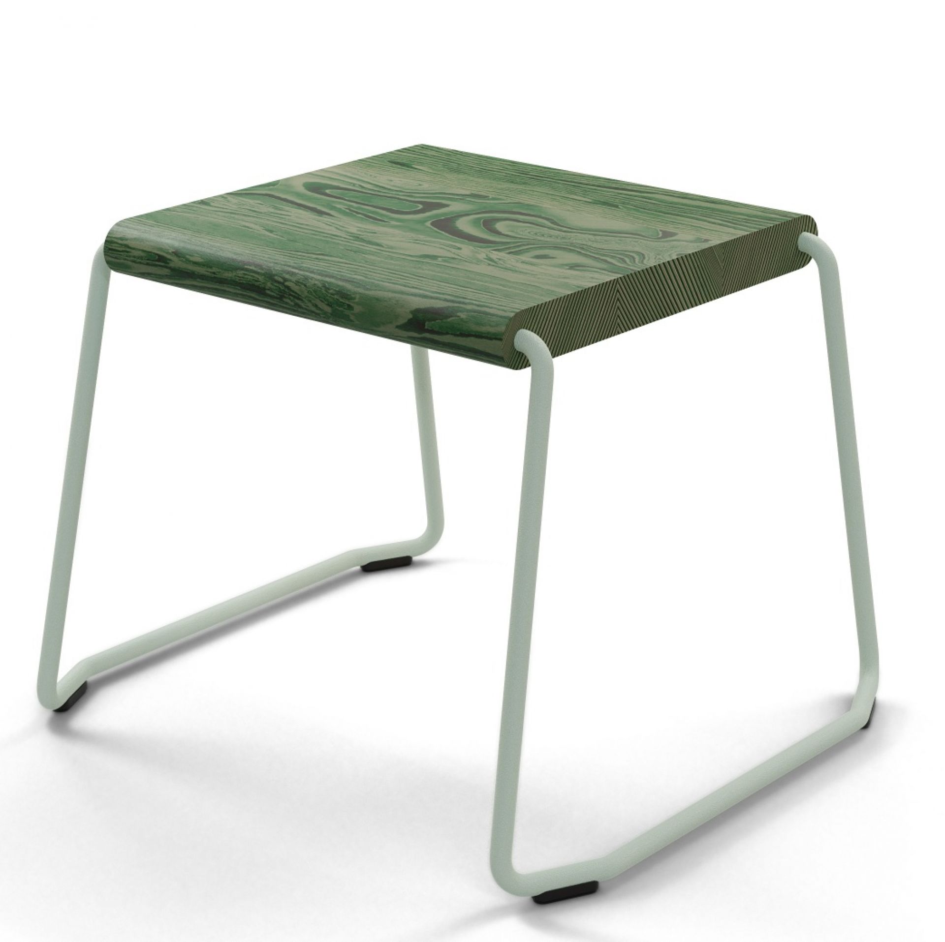 D:002 Beistelltisch Waldgrün mit hellgrünem Metallgestell. Moderner kleiner Tisch für Wohnzimmer und Schlafzimmer.