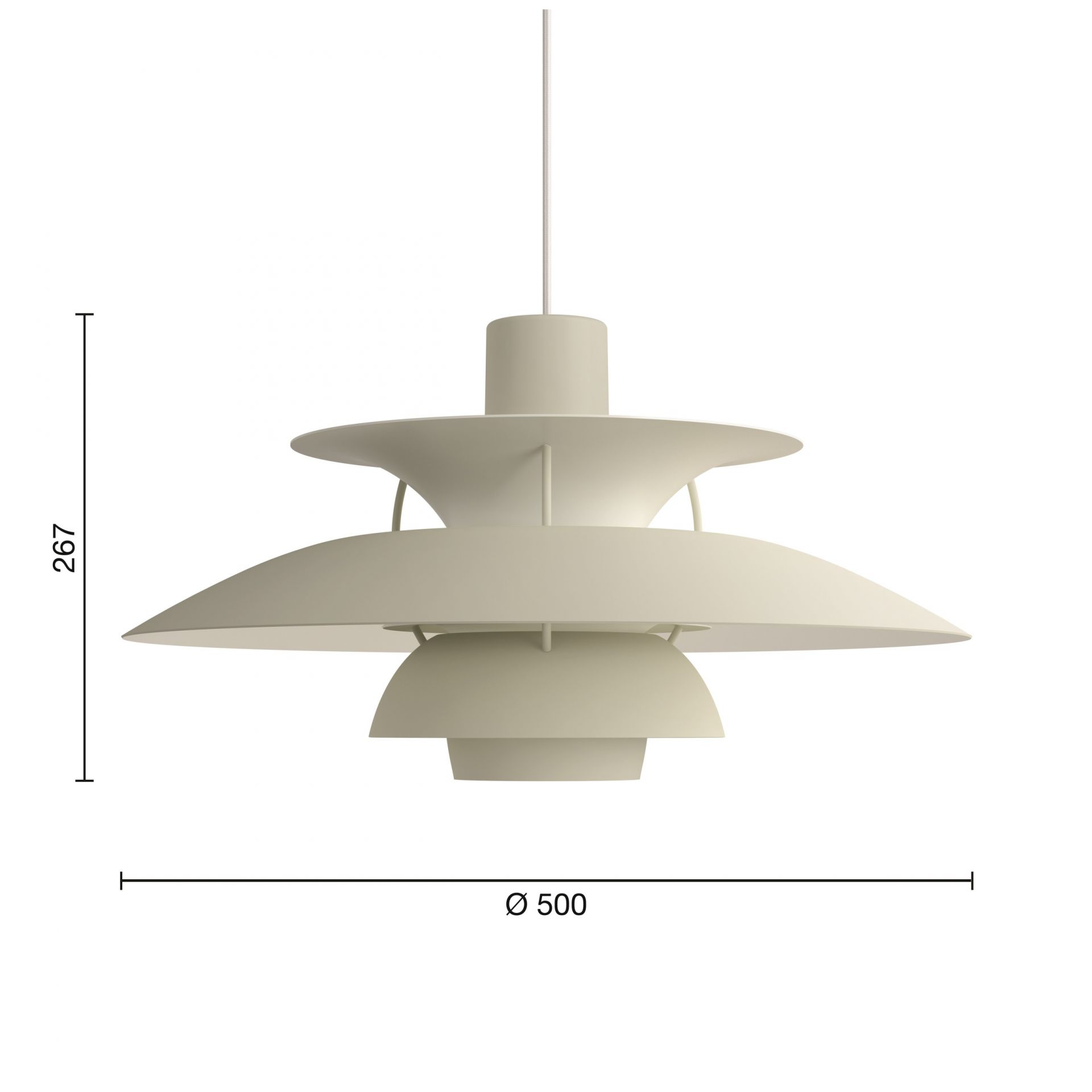 PH 5 Monochrome Pendelleuchte Louis Poulsen Pale Pewter