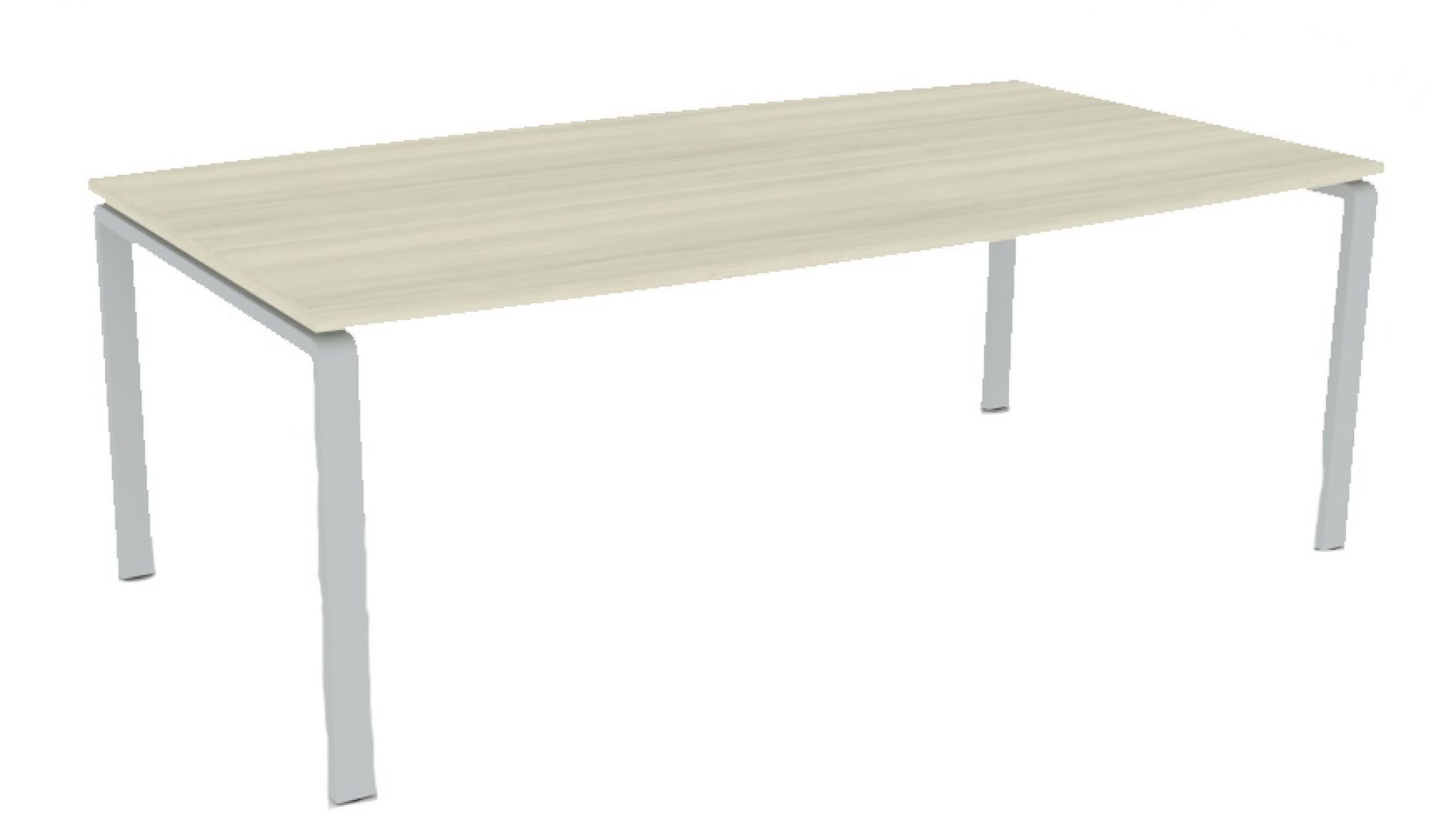 Pensum Besprechungstisch von Palmberg: Rechteckiger Konferenztisch mit heller Holzplatte und silberfarbenem Metallgestell. Ideal für Büros.