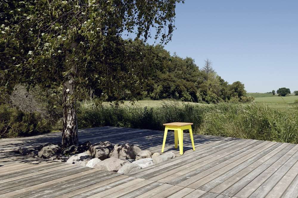 6Grad Outdoorhocker Jan Cray Lichtblau Bauholz roh