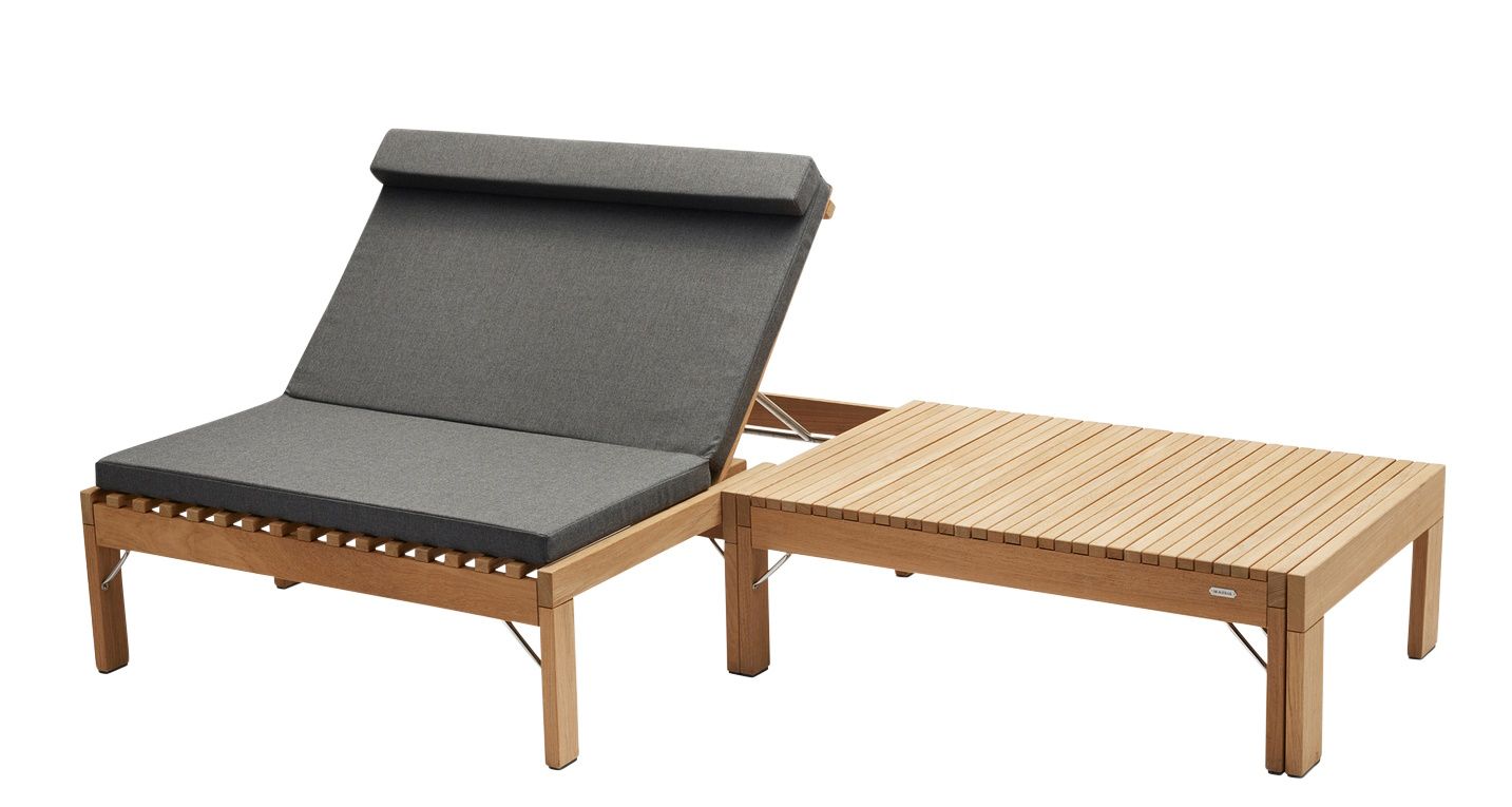 Riviera Lounge Teak mit Sitzkissen Charcoal Outdoor Skagerak by Fritz Hansen