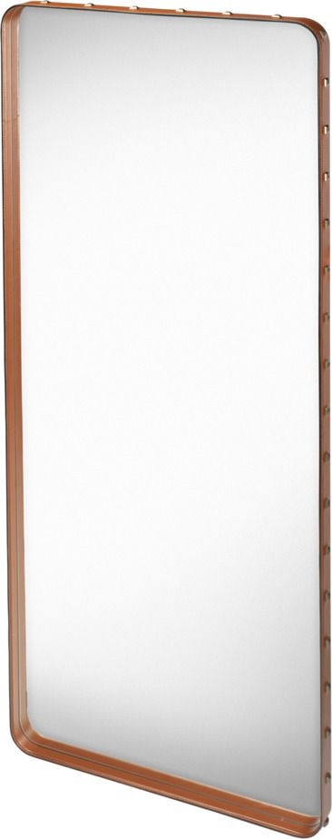 Adnet Rectangular Spiegel Large Braunes Leder Gubi