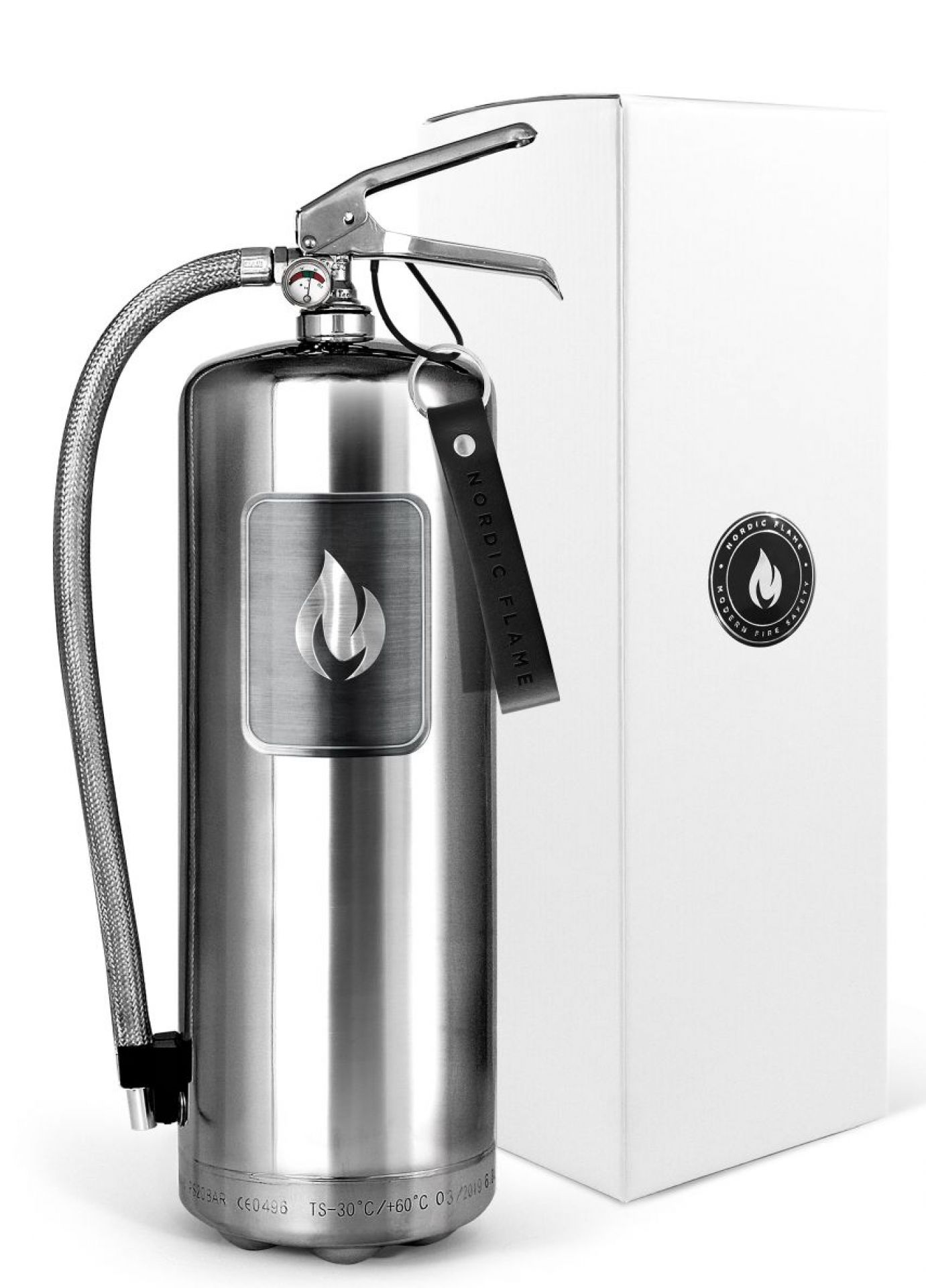 Feuerlöscher Steel Edition 6 kg polierter Edelstahl Nordic Flame EINZELSTÜCK