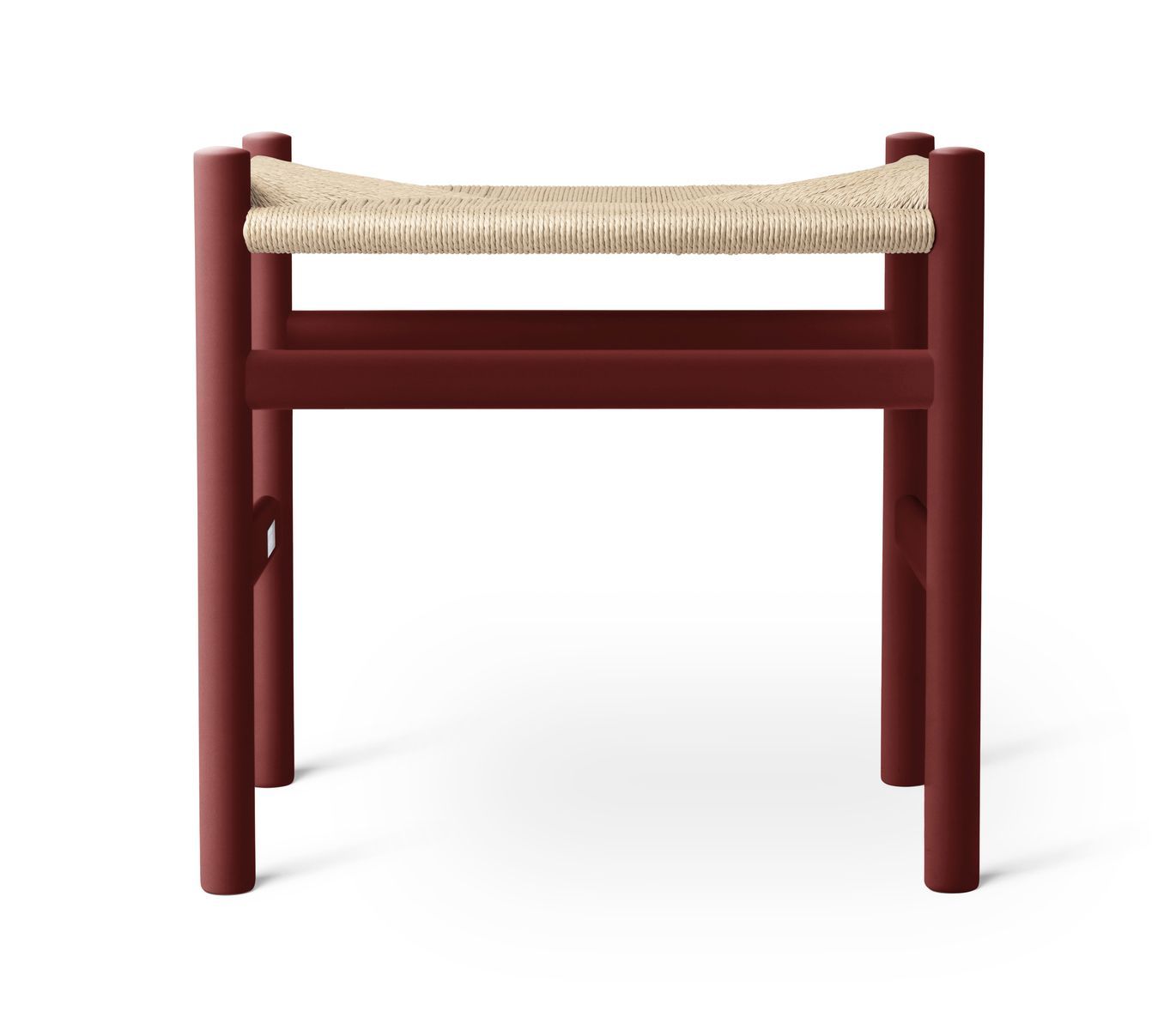 Roter CH53 Hocker von Carl Hansen mit Sitzfläche aus natürlichem Papiergarn.