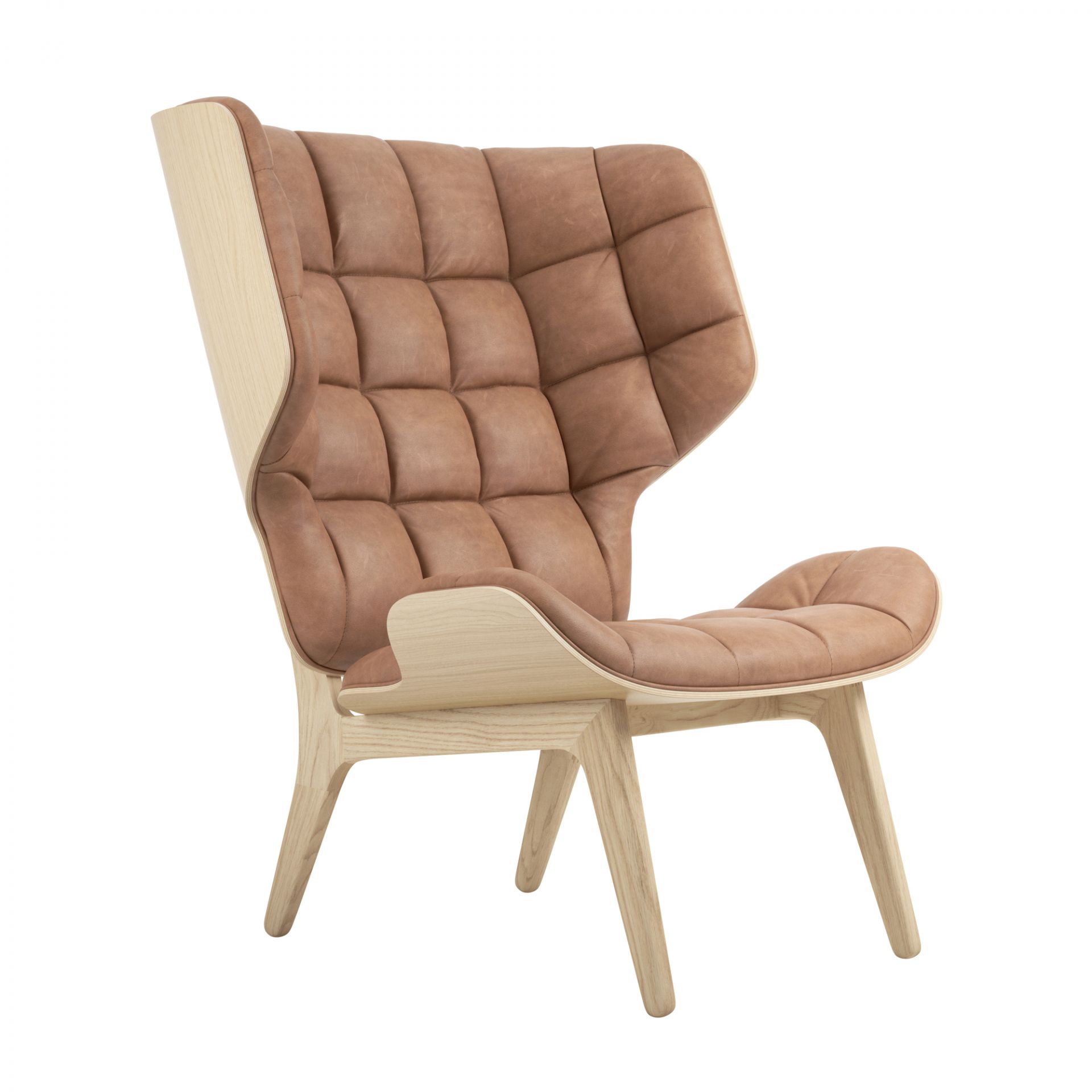 Mammoth Chair Sessel mit Camel Dunes Lederbezug und Eiche natur Gestell. Bequemer Ledersessel.