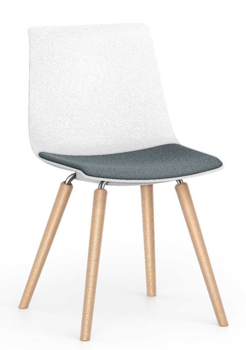 Shuffleis Besucherstuhl Vierfuß Holz mit Sitzpolster Interstuhl