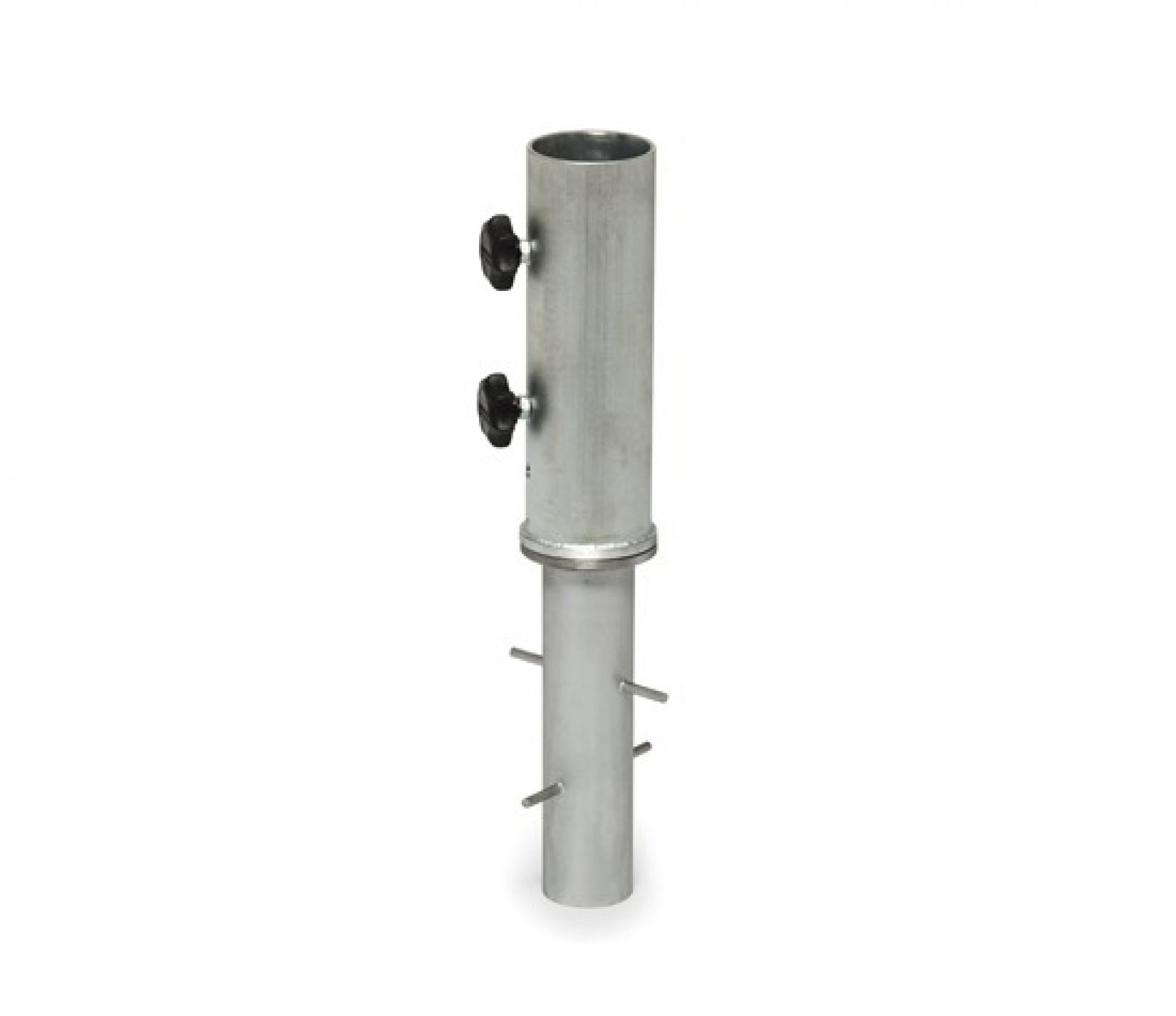 Weishäupl Bodenhülse für Sonnenschirm, Durchmesser 5,4 cm, aus Metall, mit Feststellschrauben und Erdspießen.