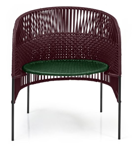 Caribe Chic Lounge Chair Loungesessel Outdoor ames Schwarzrot / Moosgrün / Schwarz