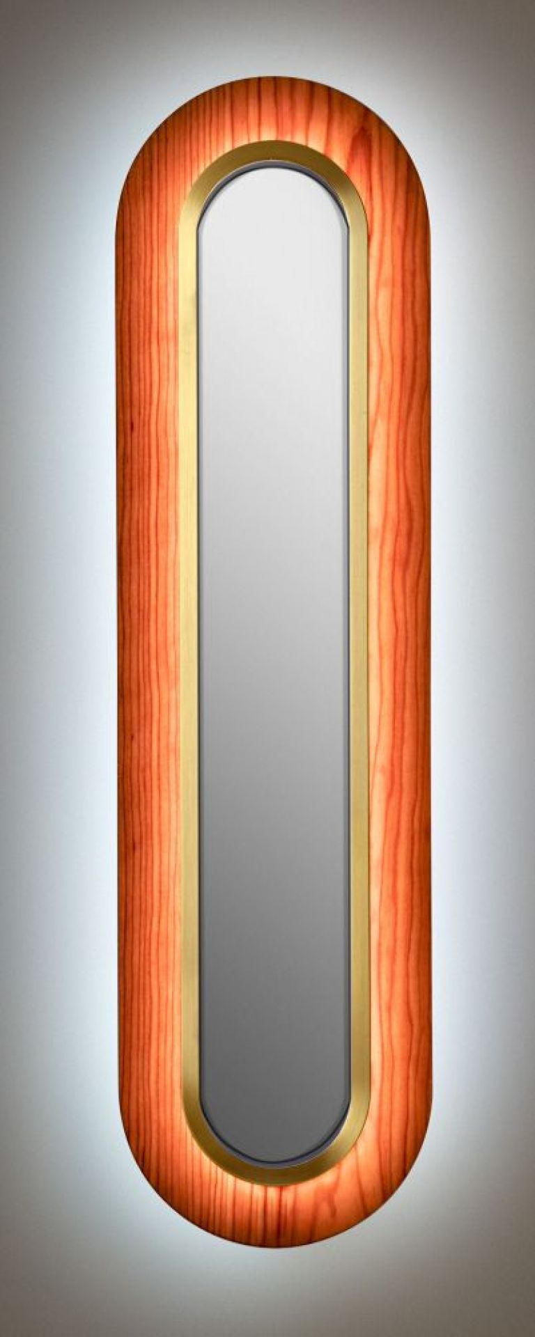 Lens LED Wandleuchte oval gestreckt Metallring in Gold Kirsch LZF Lamps