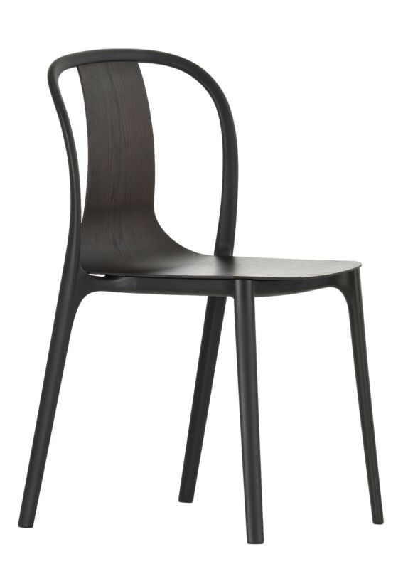 Belleville Armchair Wood Stuhl GESTELL TIEFSCHWARZ / SITZSCHALE EICHE DUNKEL Vitra MÄNGELEXEMPLAR